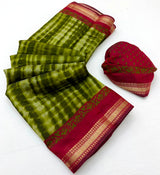 Kazari Series Mul Cotton Saree - Unique Printed Design with Zari Pallu 6 Pcs Set