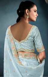 Iconic Hits Pure Fancy Saree - Hand Work Border & Designer Embroidery Blouse