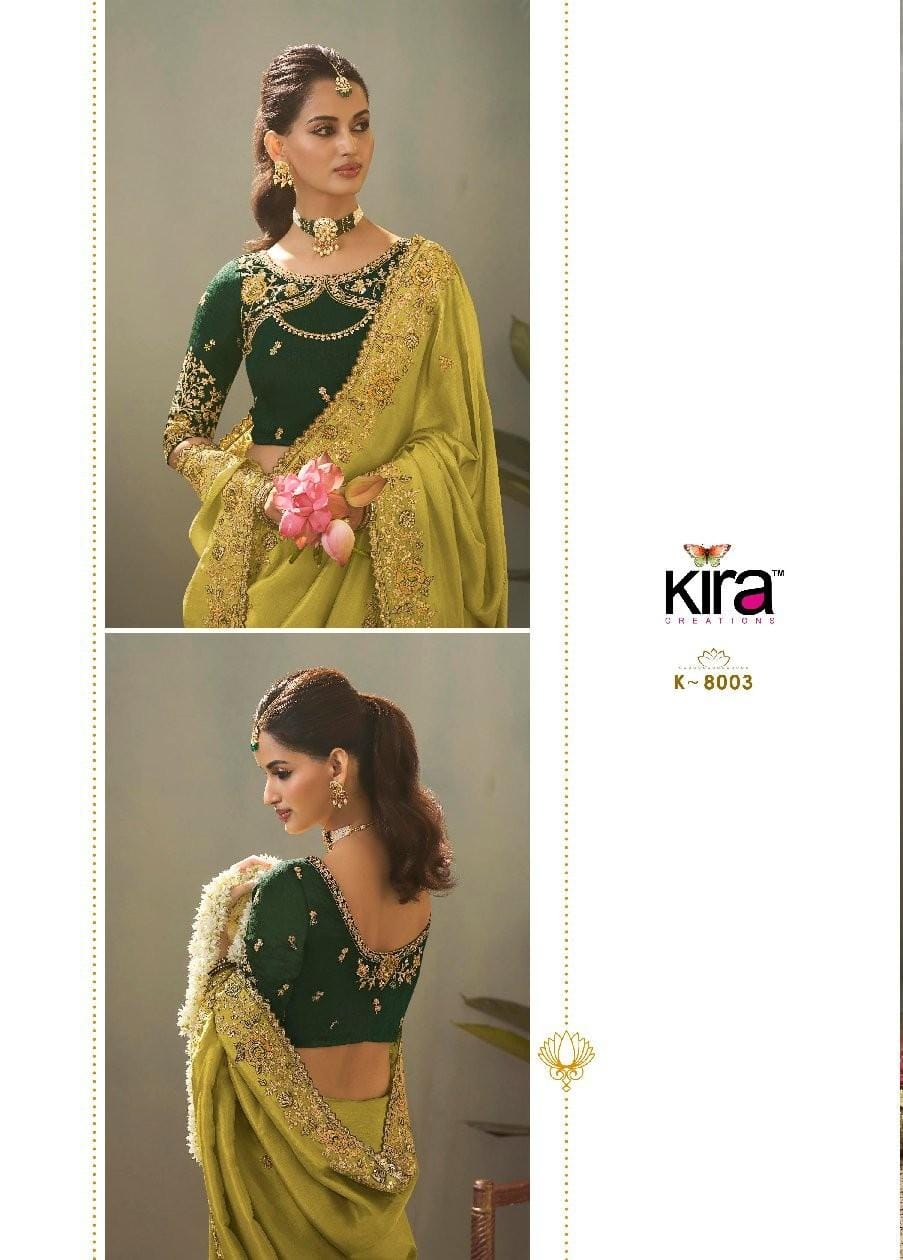 Kira Kaash Silk Upada Silk Designer Embroidered Saree 5 Pcs Set