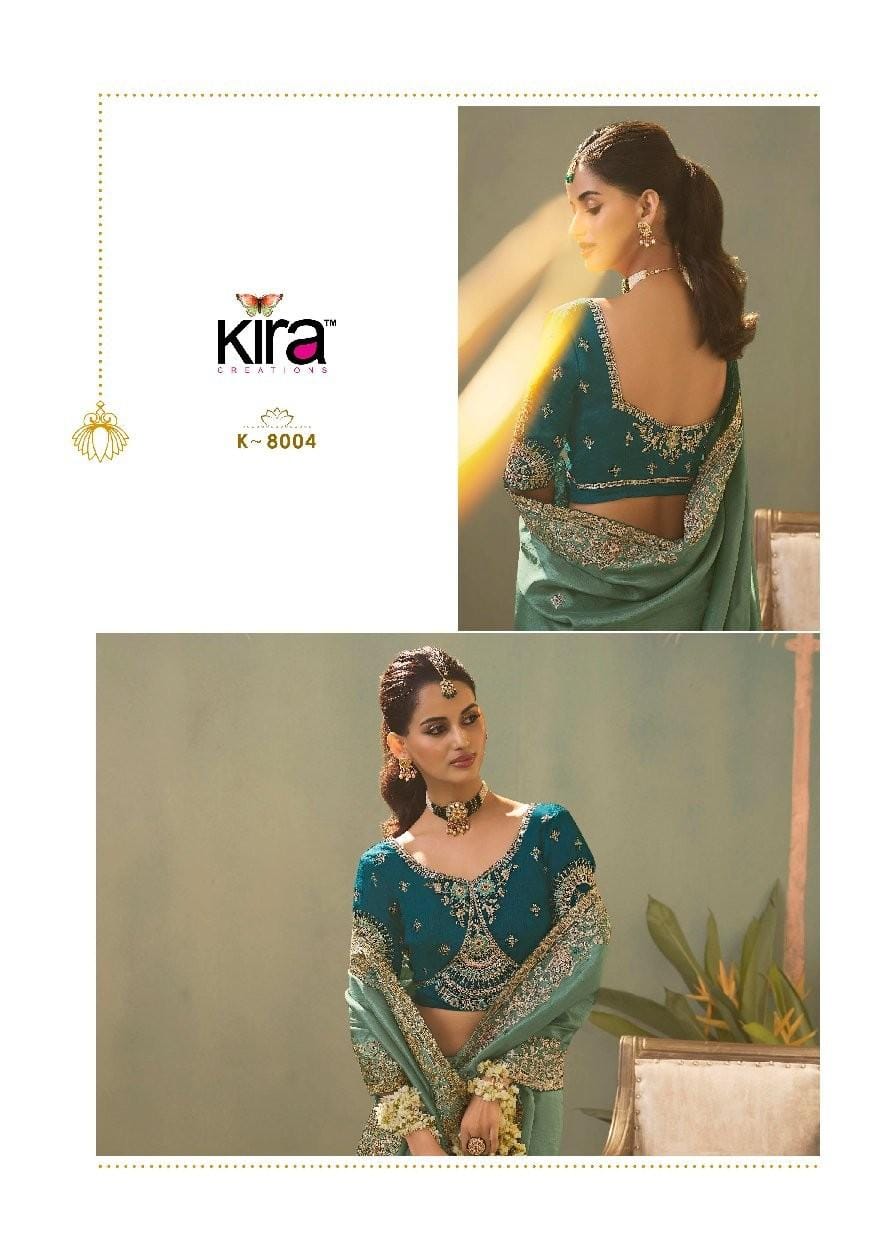 Kira Kaash Silk Upada Silk Designer Embroidered Saree 5 Pcs Set