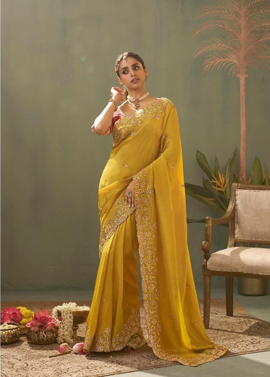 Kira Kaash Silk Upada Silk Designer Embroidered Saree 5 Pcs Set