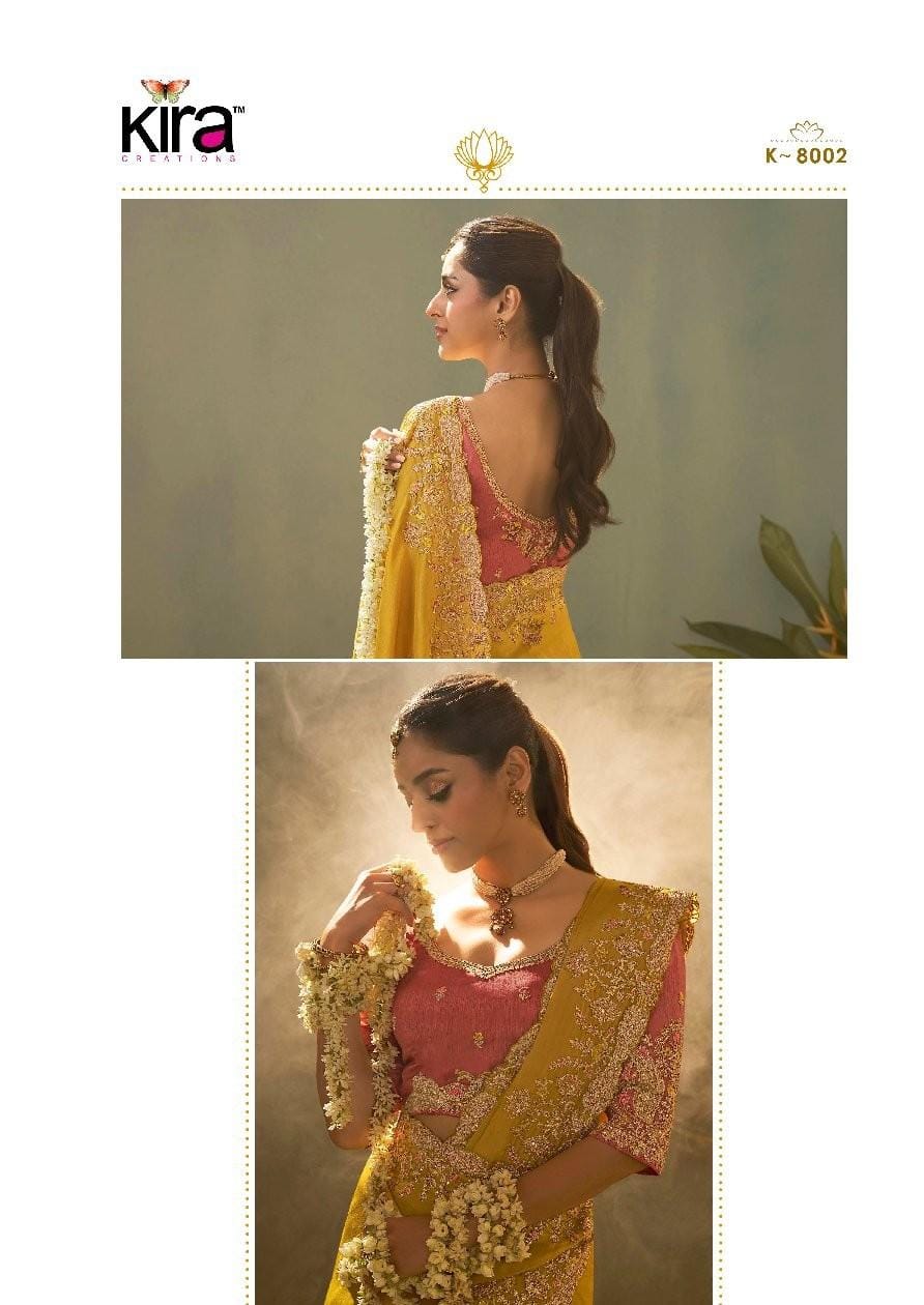 Kira Kaash Silk Upada Silk Designer Embroidered Saree 5 Pcs Set