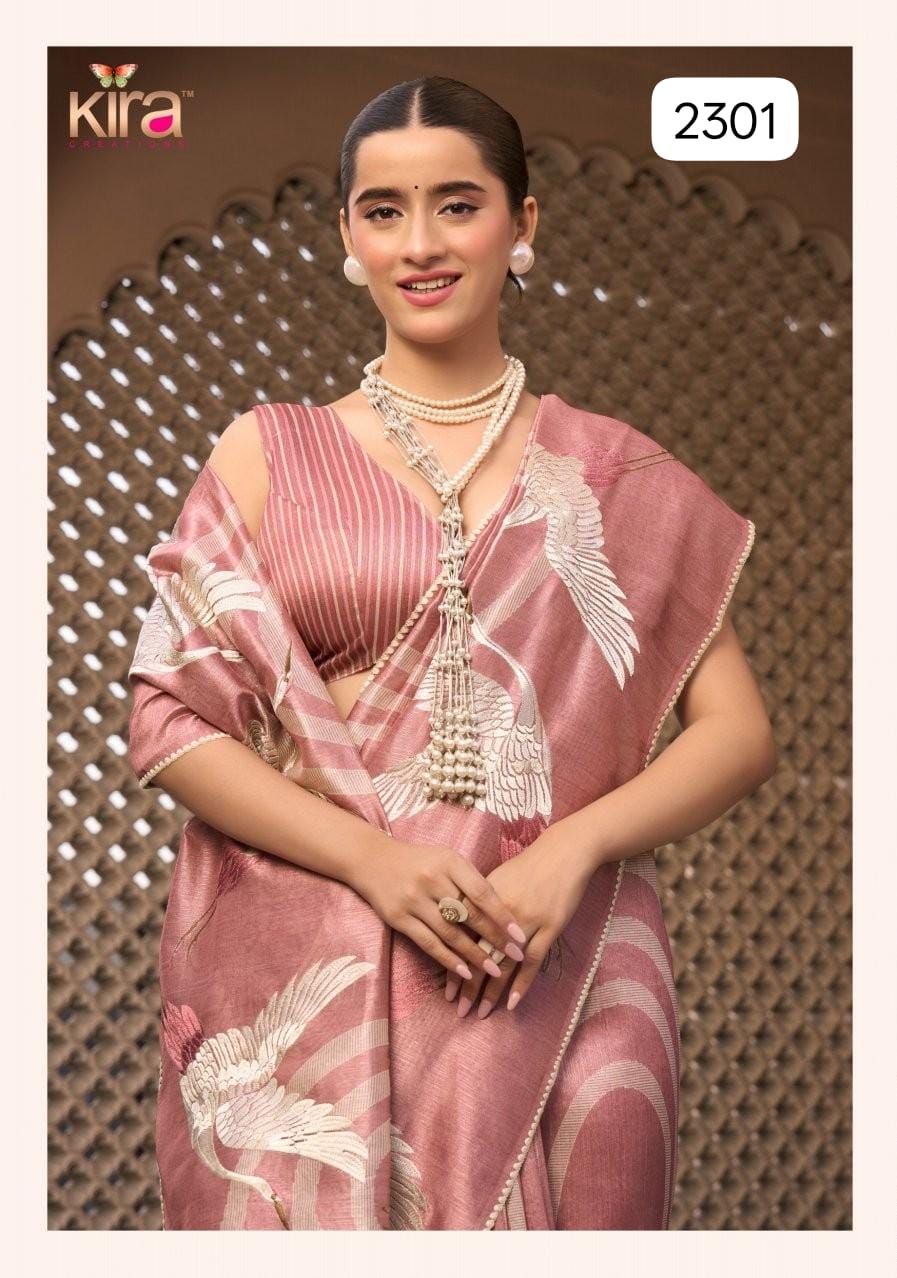 Pure Tussar Silk Designer Saree with Designer Pallu & Blouse