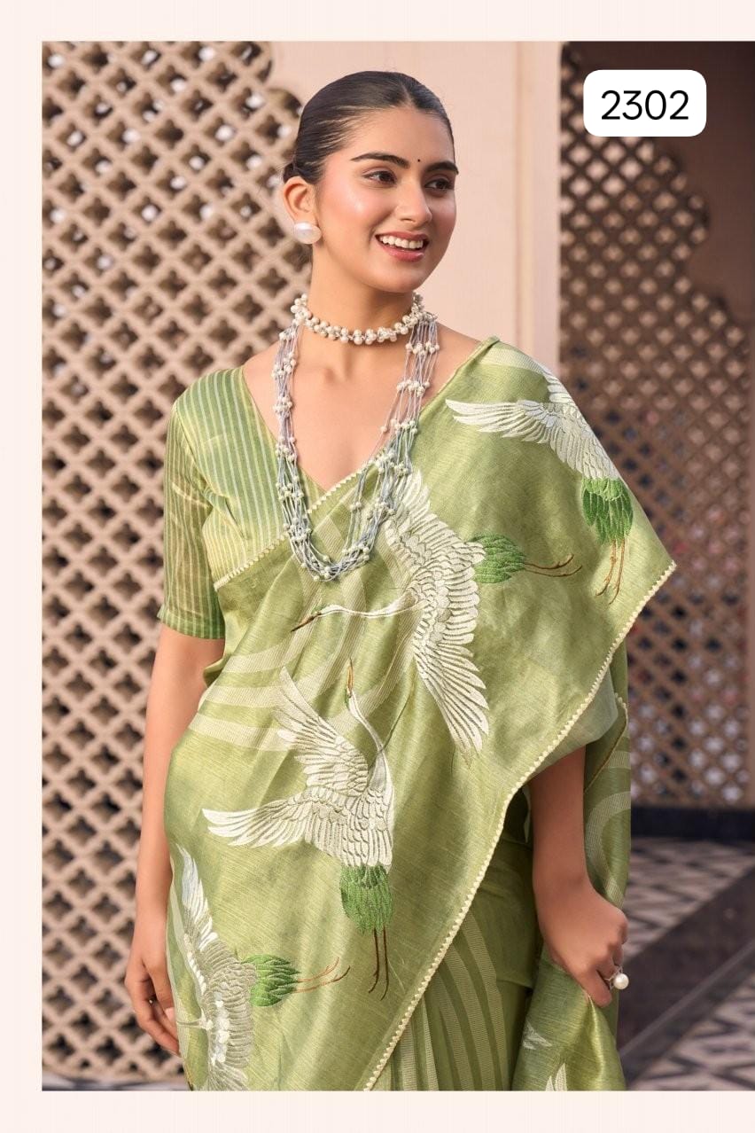 Pure Tussar Silk Designer Saree with Designer Pallu & Blouse