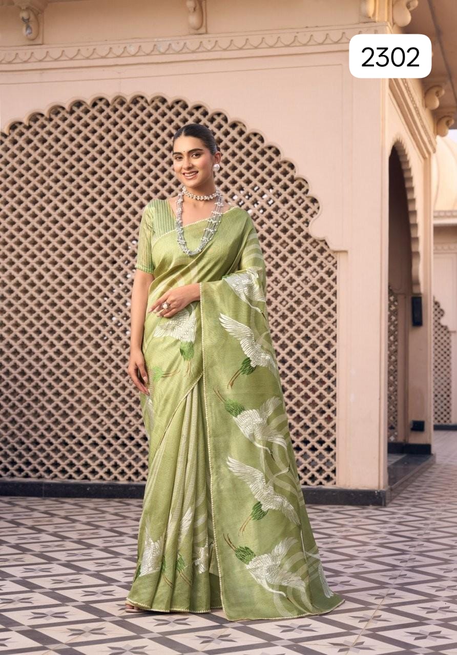 Pure Tussar Silk Designer Saree with Designer Pallu & Blouse
