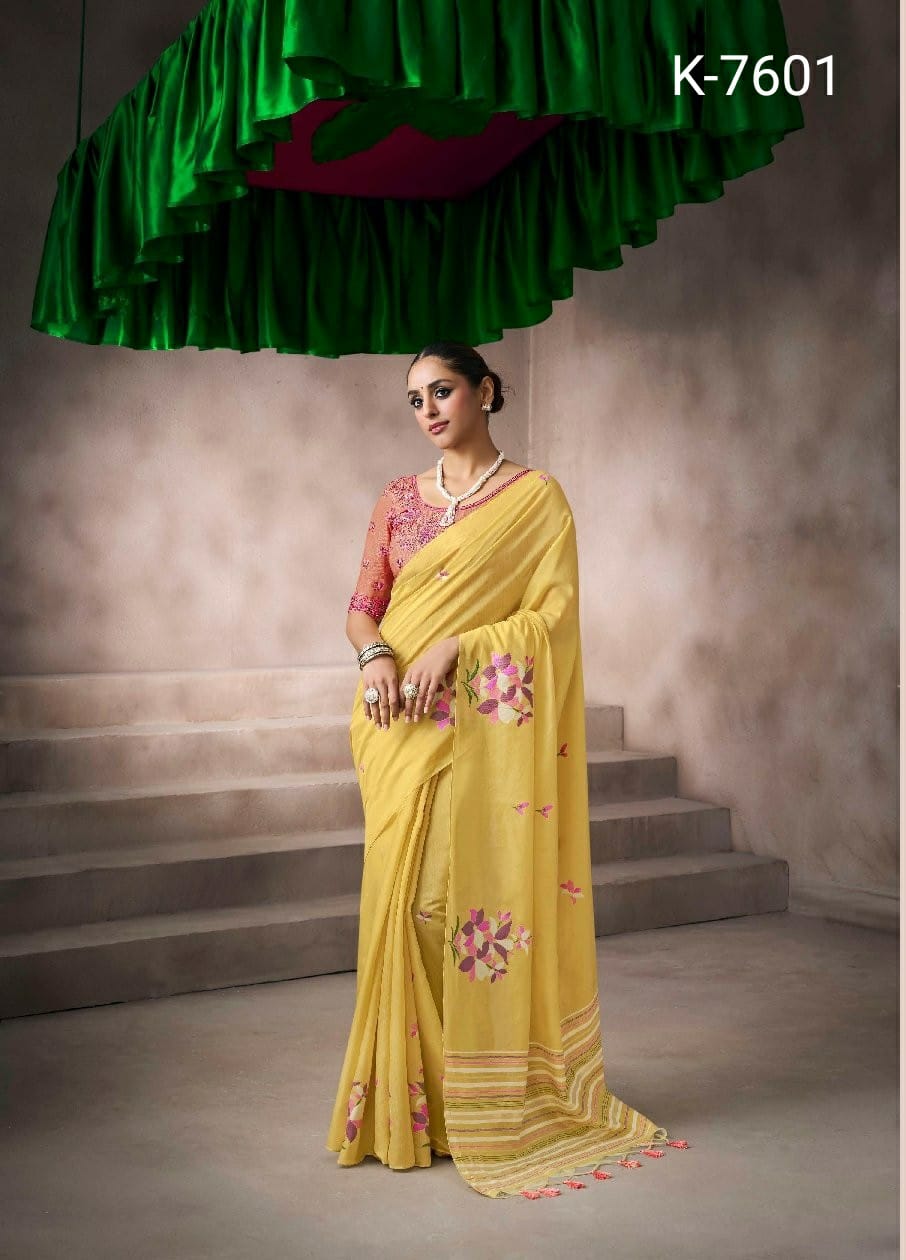 Kira Kora Silk Saree Set 6 Pcs Designer Collection