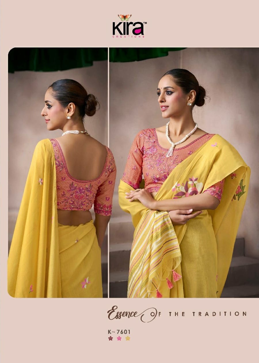 Kira Kora Silk Saree Set 6 Pcs Designer Collection