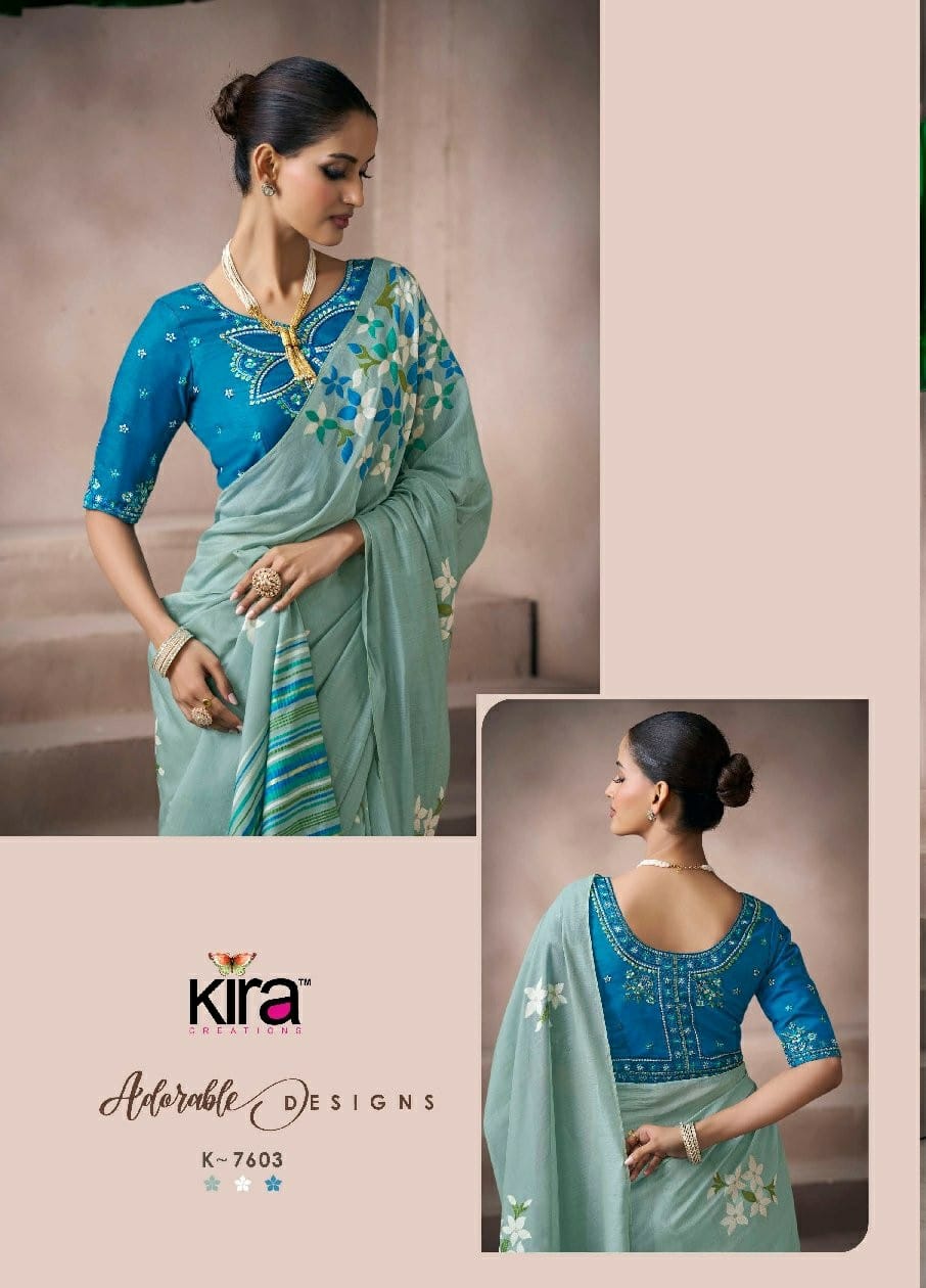 Kira Kora Silk Saree Set 6 Pcs Designer Collection
