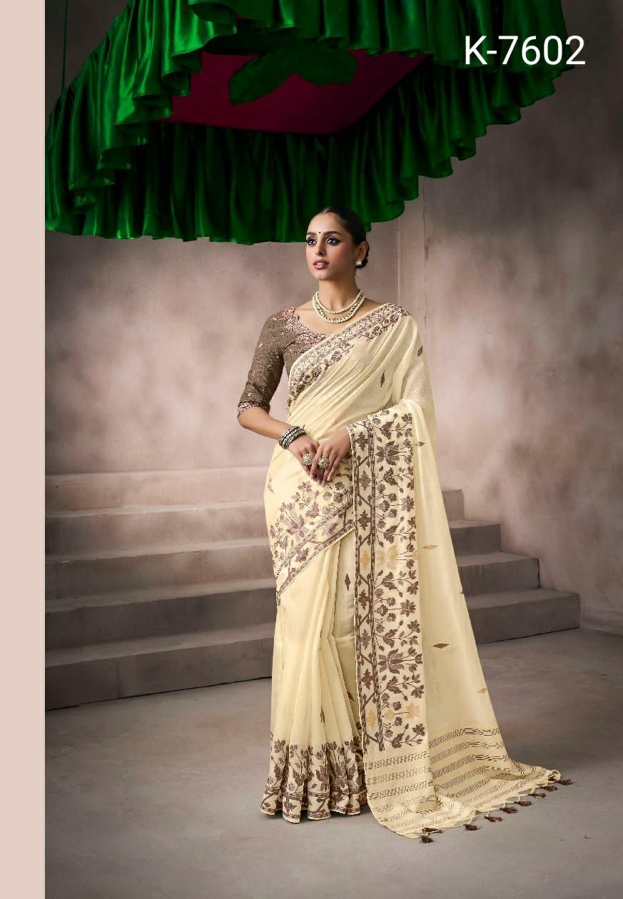 Kira Kora Silk Saree Set 6 Pcs Designer Collection