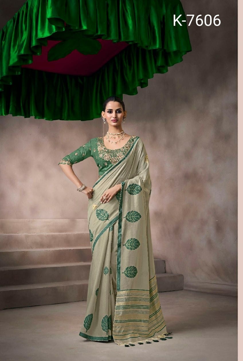 Kira Kora Silk Saree Set 6 Pcs Designer Collection