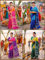 Koshi Vol-13 Chhath Special Printed Saree -4 Pcs Set