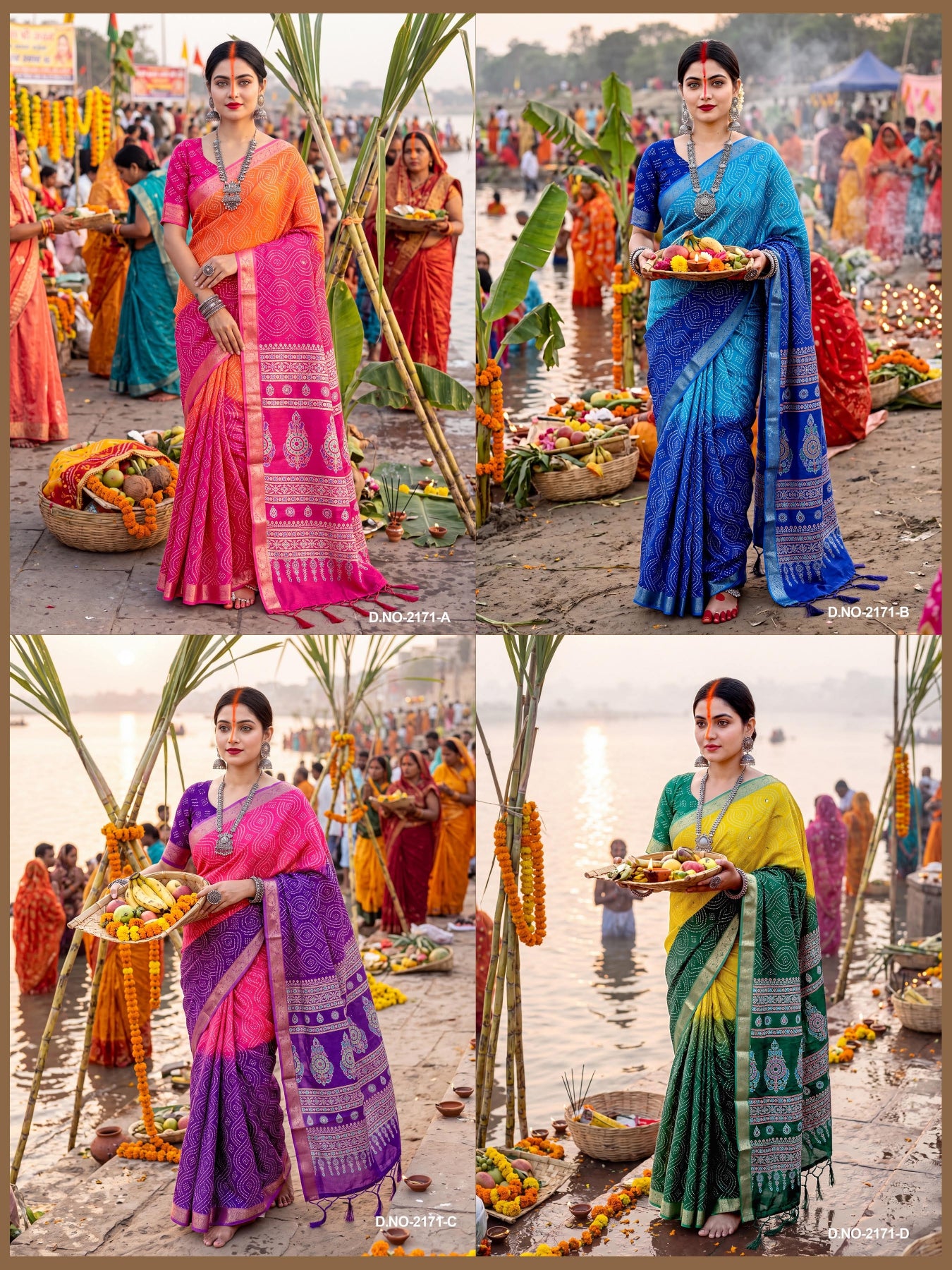 Koshi Vol-13 Chhath Special Printed Saree -4 Pcs Set