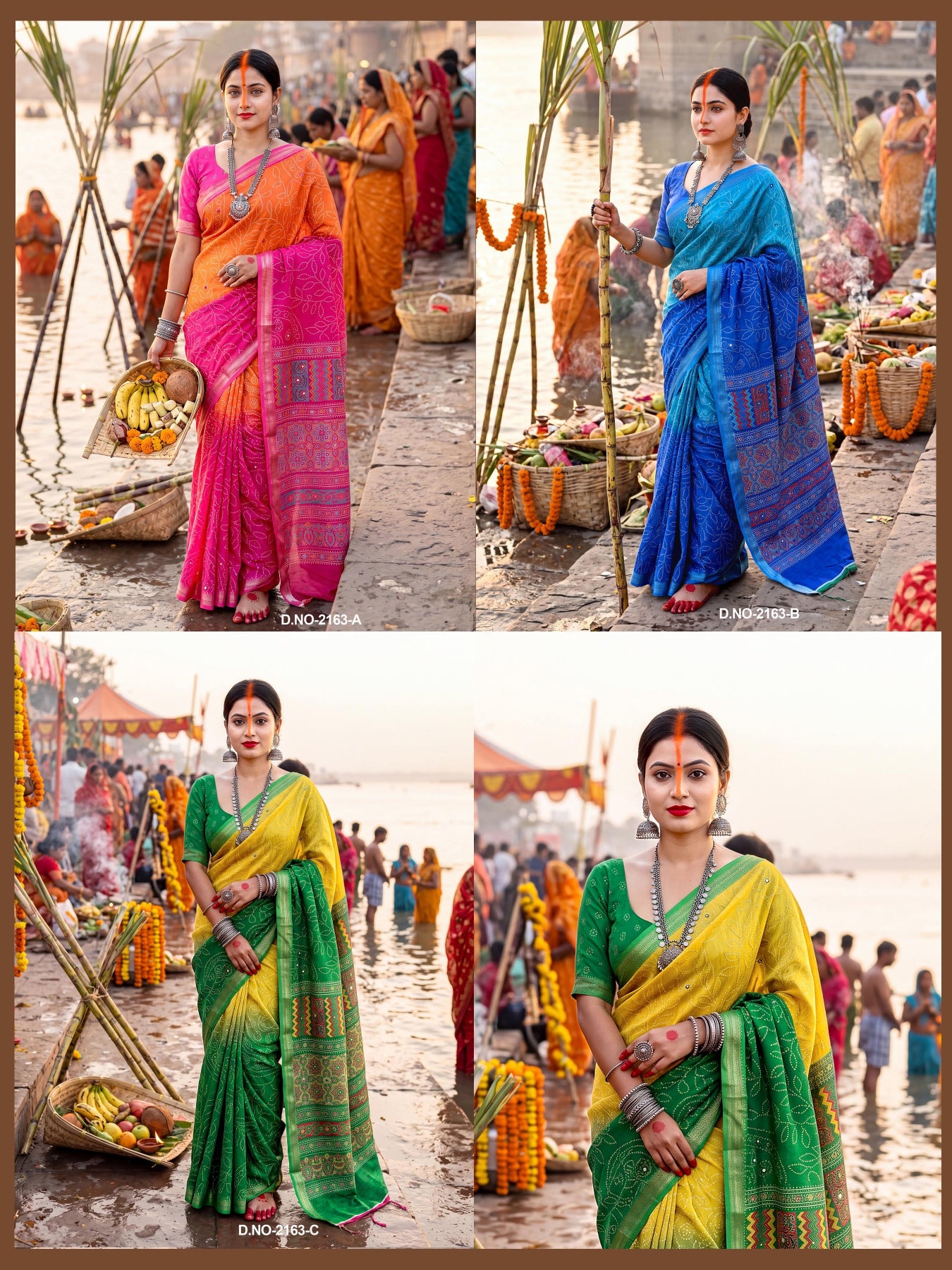 Koshi Vol-11 Blue Printed Saree - Chhath Special-3 Pcs Set.