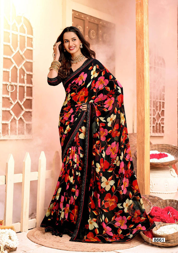 KrishnaLeela Black Magic Fancy Saree – 8 Pcs Set – M.R. Saree Emporium