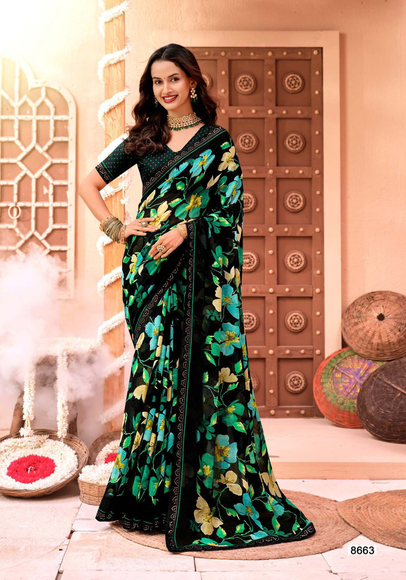 KrishnaLeela Black Magic Fancy Saree – 8 Pcs Set – M.R. Saree Emporium