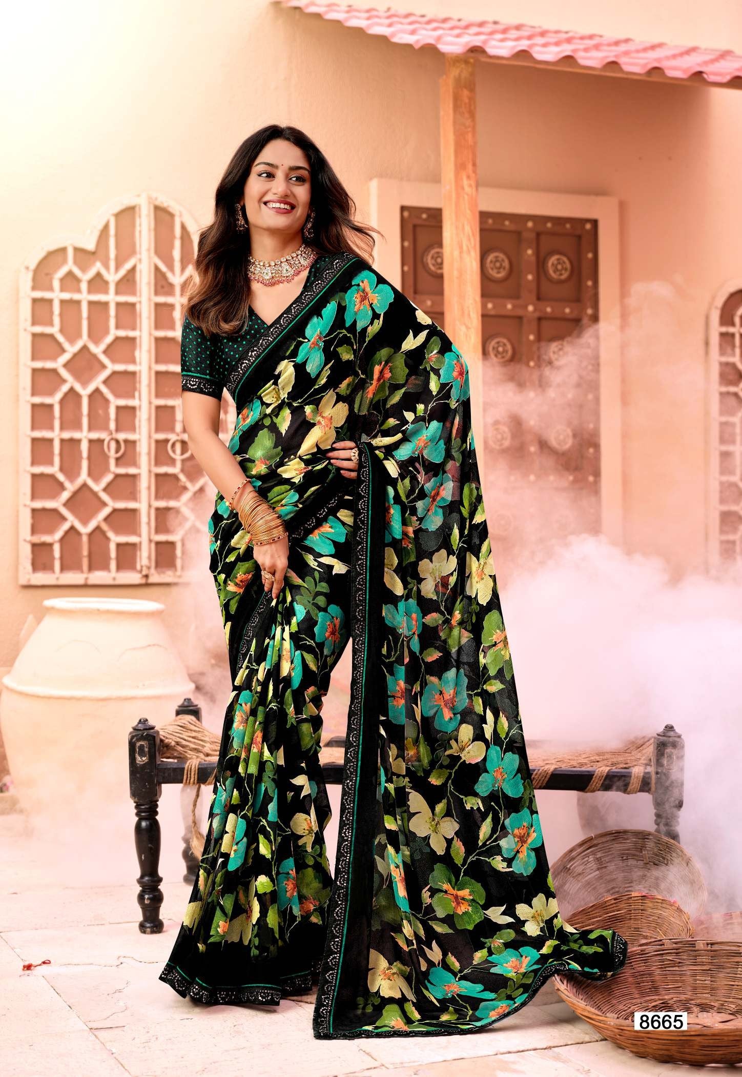 KrishnaLeela Black Magic Fancy Saree – 8 Pcs Set – M.R. Saree Emporium