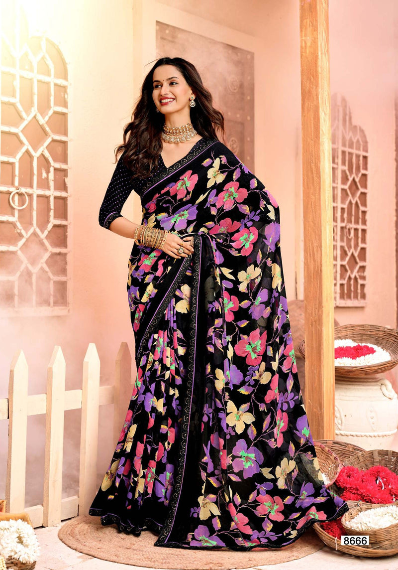 KrishnaLeela Black Magic Fancy Saree – 8 Pcs Set – M.R. Saree Emporium