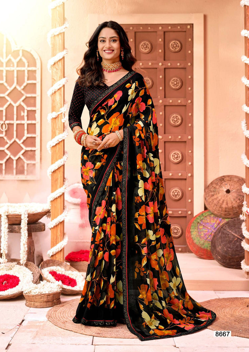KrishnaLeela Black Magic Fancy Saree – 8 Pcs Set – M.R. Saree Emporium
