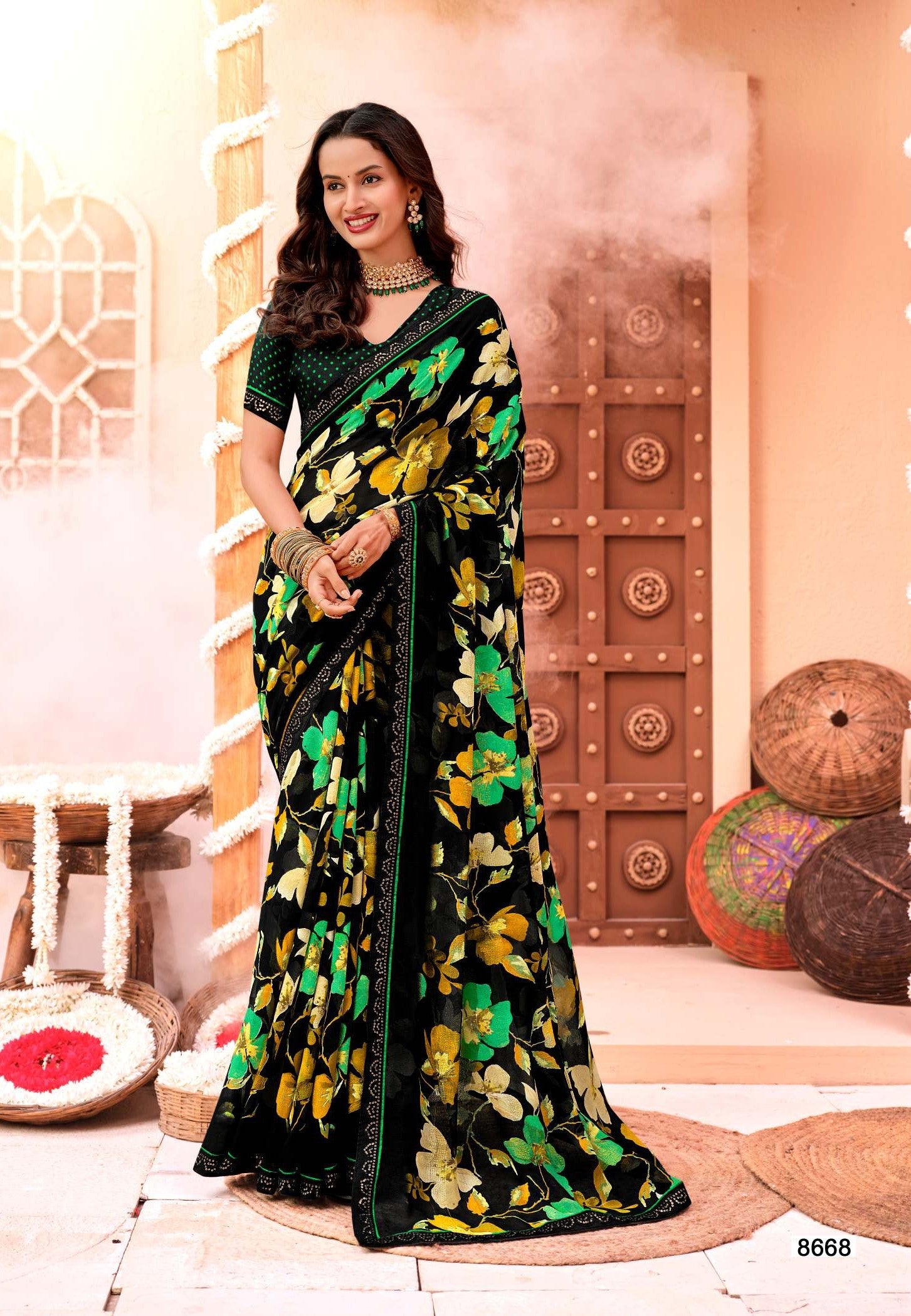 KrishnaLeela Black Magic Fancy Saree – 8 Pcs Set – M.R. Saree Emporium