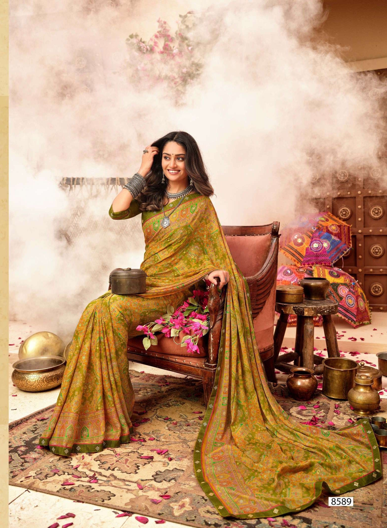 Krishnaleela Jashnaa Fancy Print Saree – Set of 8 Pcs -M.R. Saree Emporium