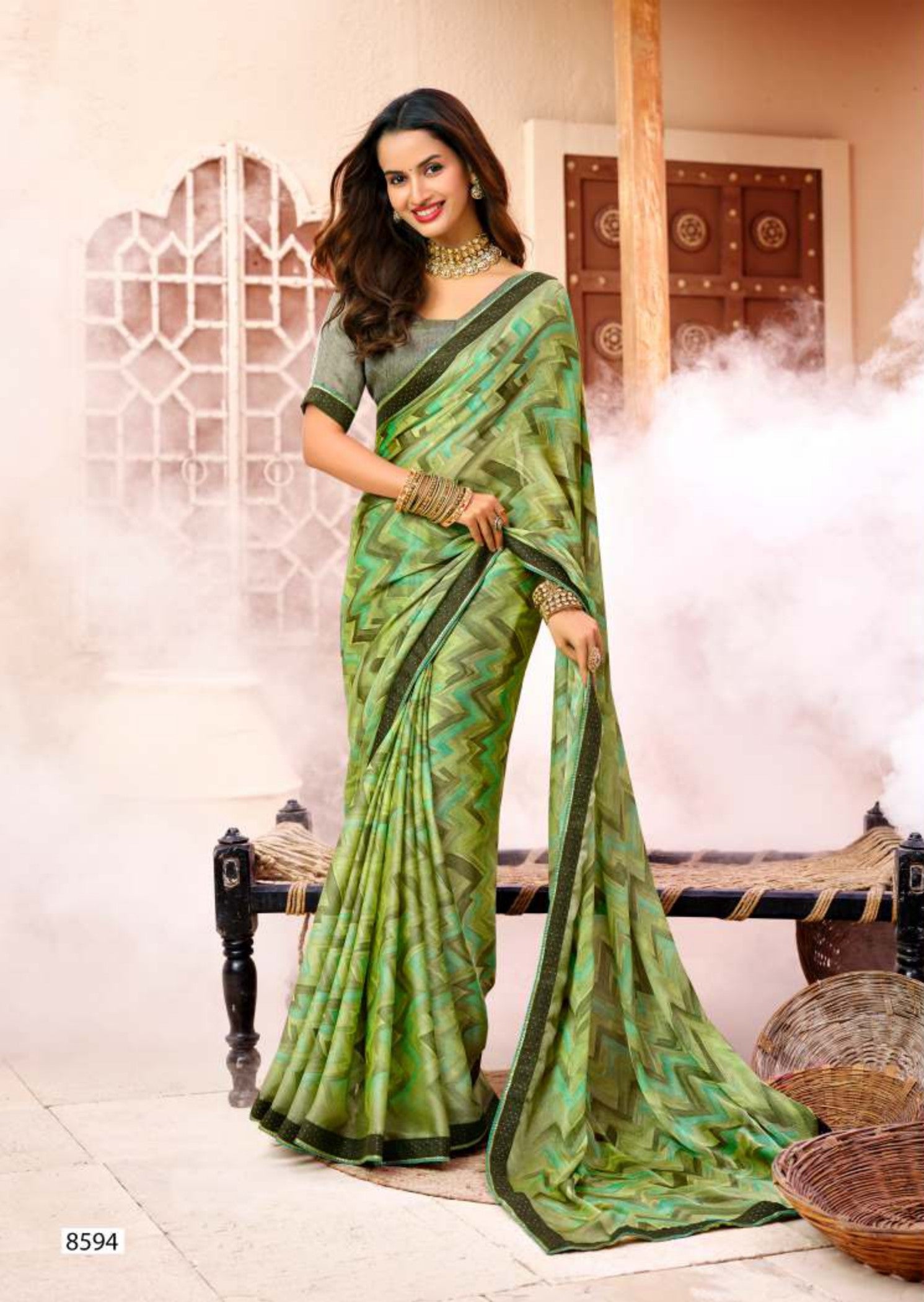 Krishnaleela Noorani Fancy Print Saree – Set of 8 Pcs -M.R. Saree Emporium