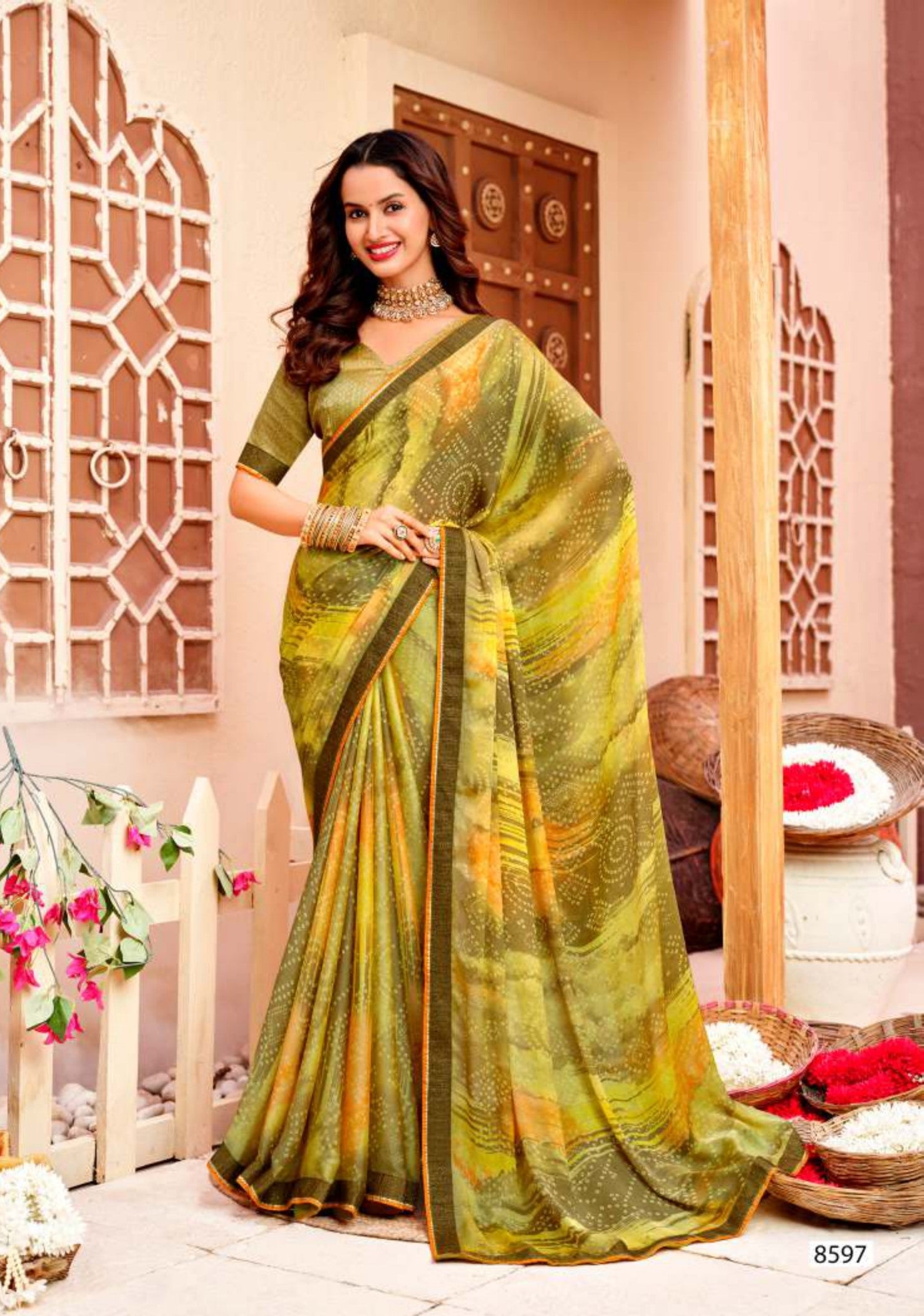 Krishnaleela Noorani Fancy Print Saree – Set of 8 Pcs -M.R. Saree Emporium
