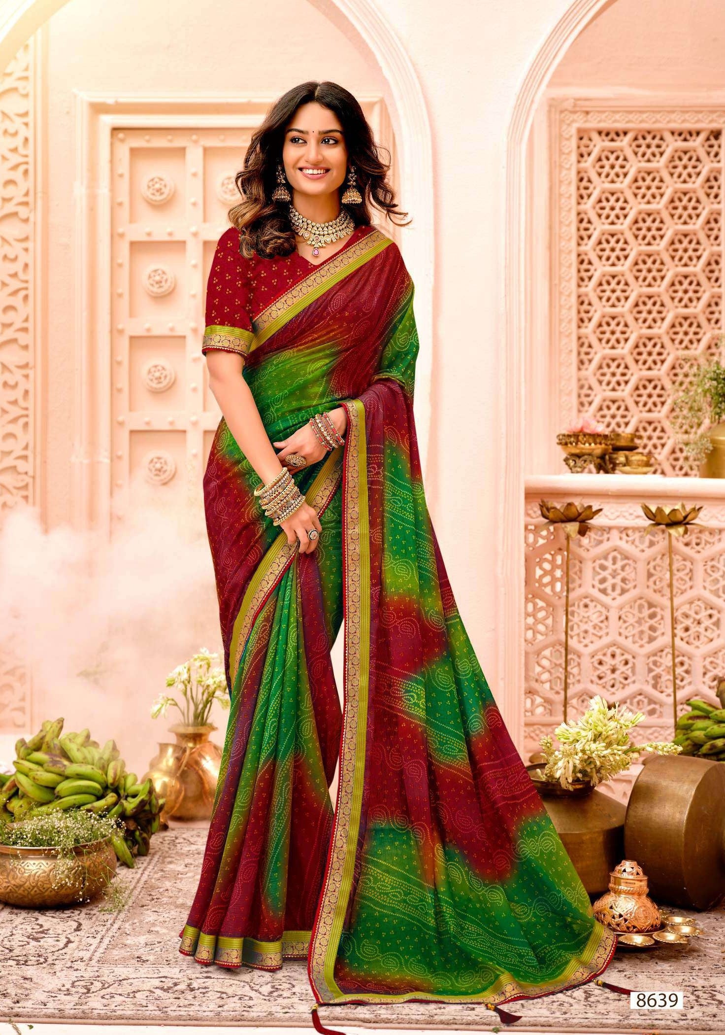 Krishnaleela Patrani Fancy Print Saree – Set of 8 Pcs -M.R. Saree Emporium