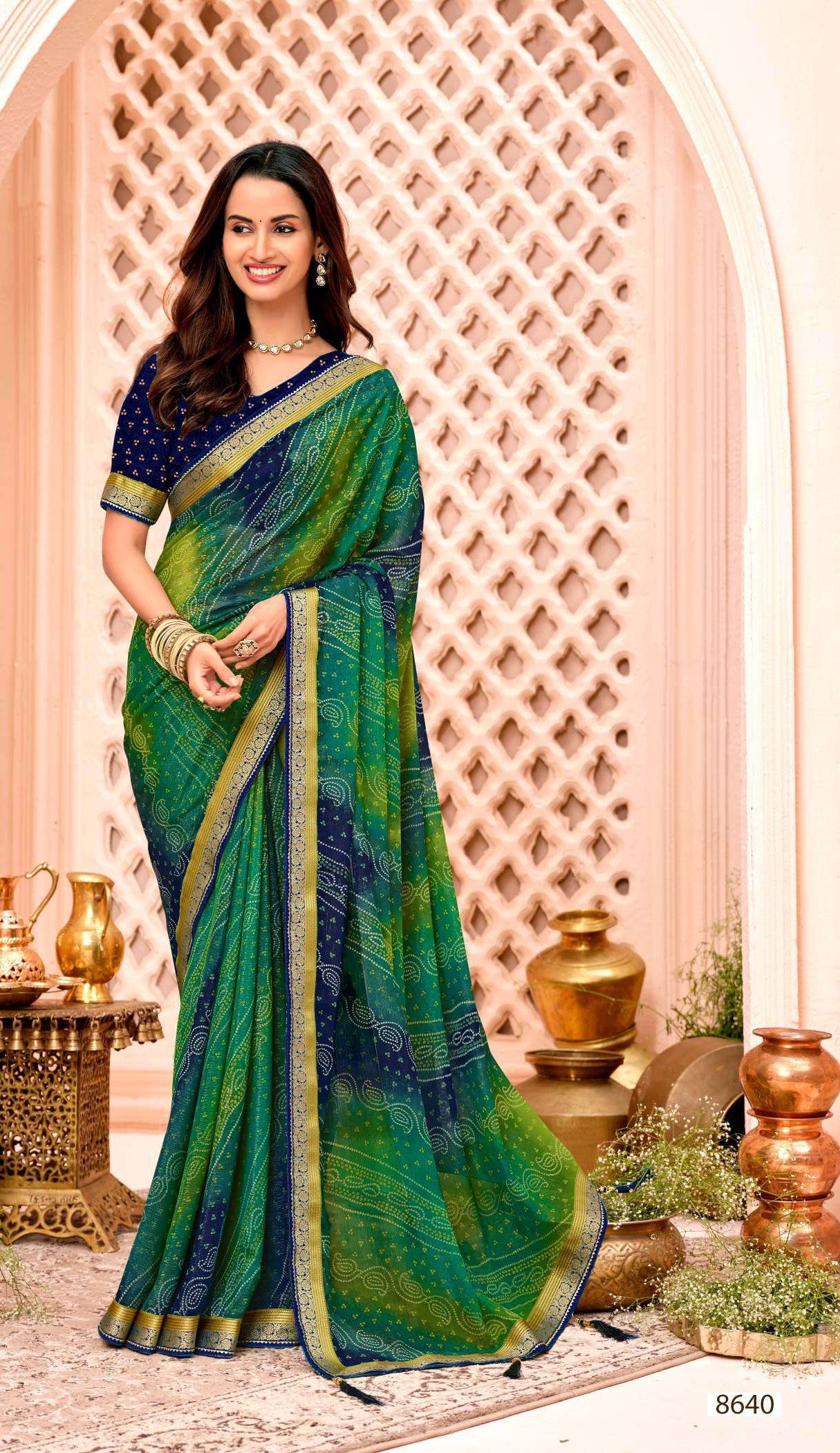 Krishnaleela Patrani Fancy Print Saree – Set of 8 Pcs -M.R. Saree Emporium