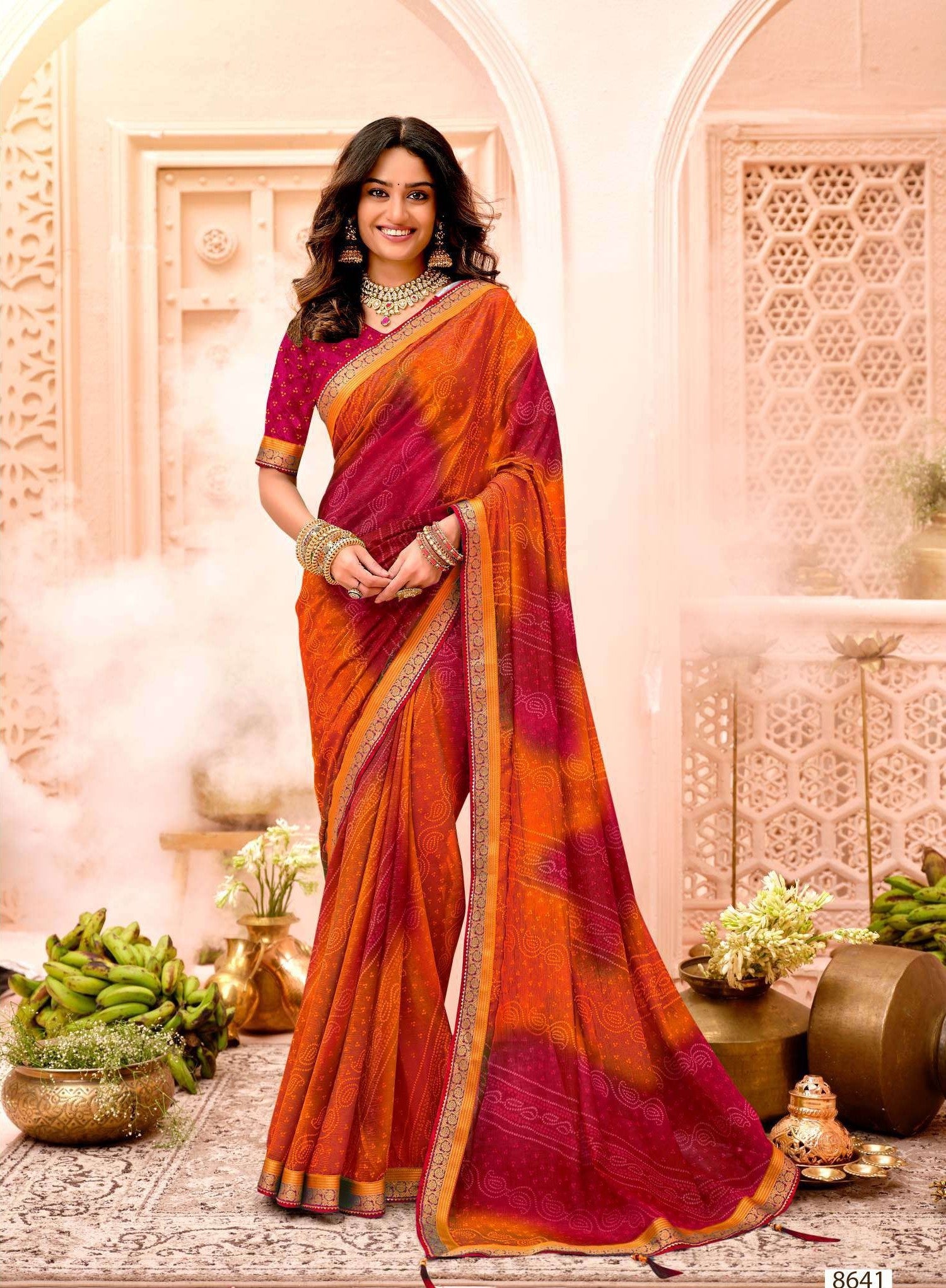 Krishnaleela Patrani Fancy Print Saree – Set of 8 Pcs -M.R. Saree Emporium