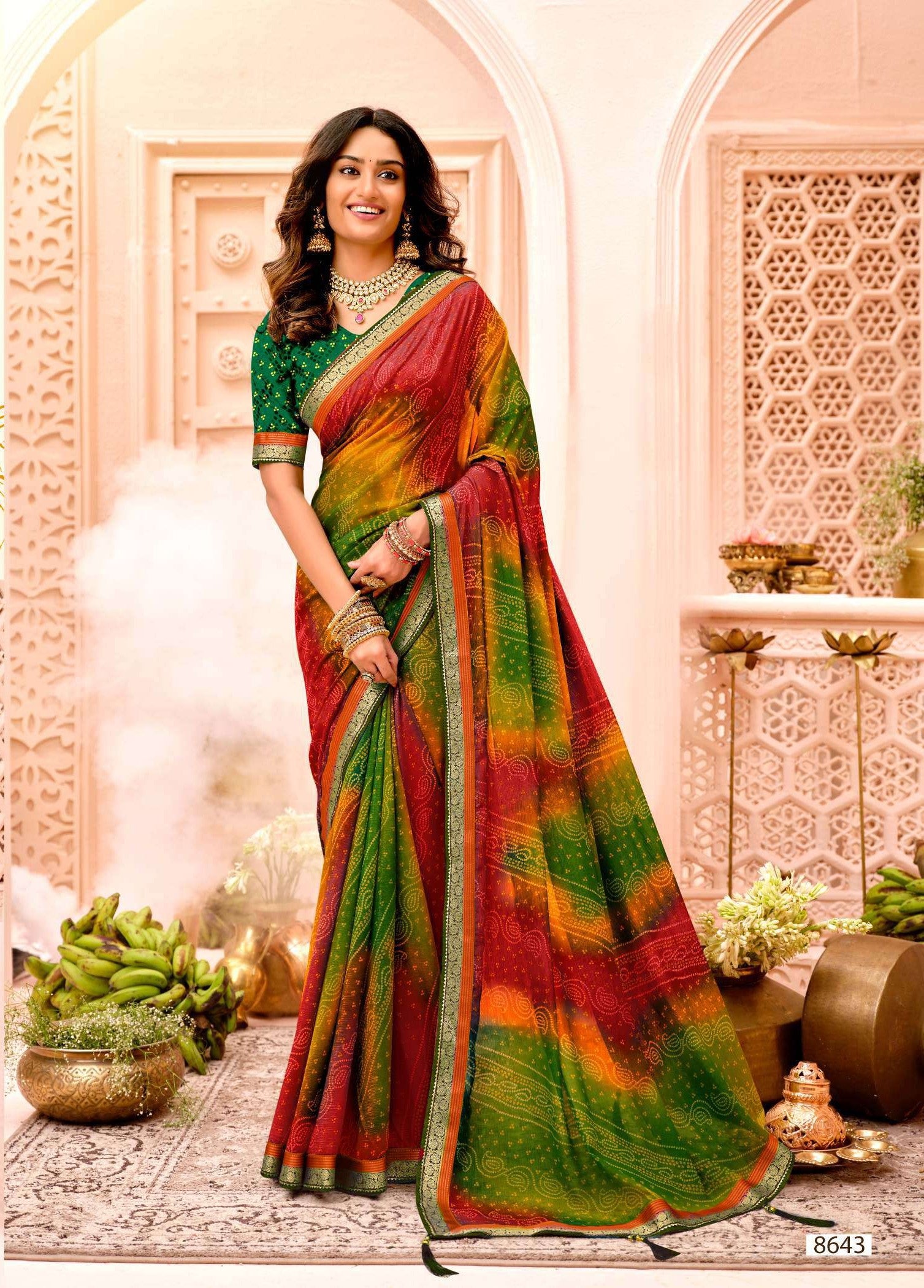 Krishnaleela Patrani Fancy Print Saree – Set of 8 Pcs -M.R. Saree Emporium