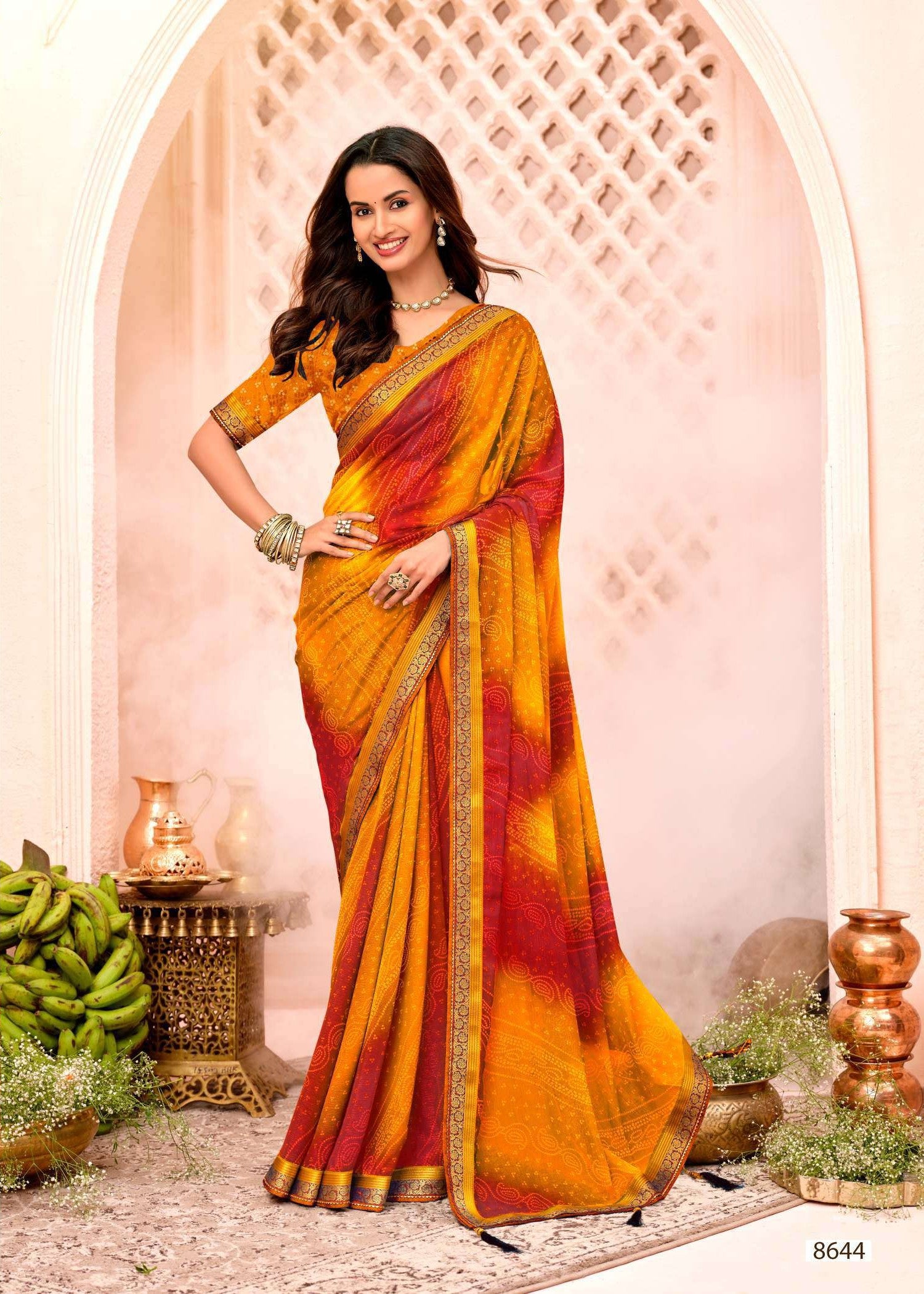 Krishnaleela Patrani Fancy Print Saree – Set of 8 Pcs -M.R. Saree Emporium