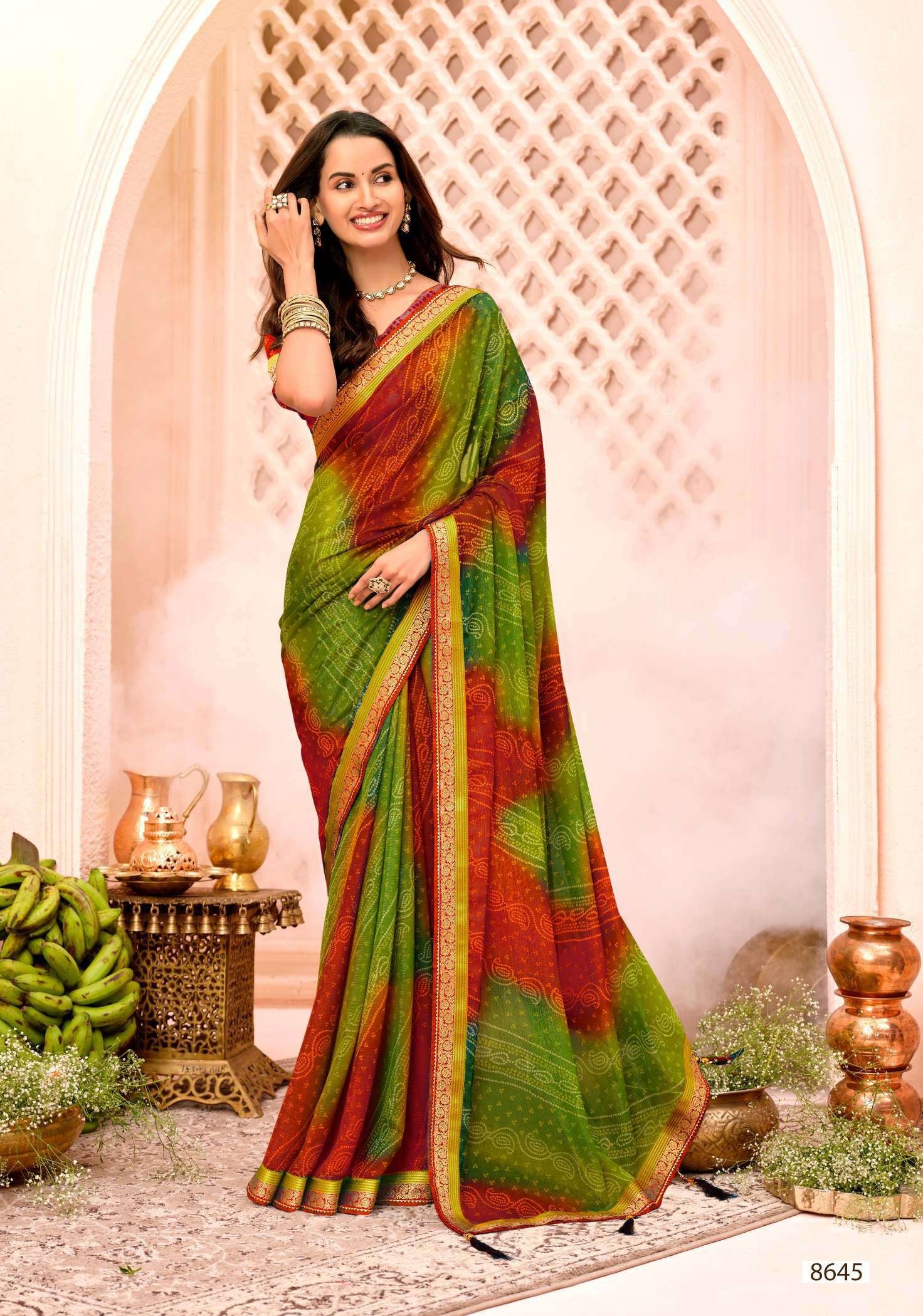 Krishnaleela Patrani Fancy Print Saree – Set of 8 Pcs -M.R. Saree Emporium
