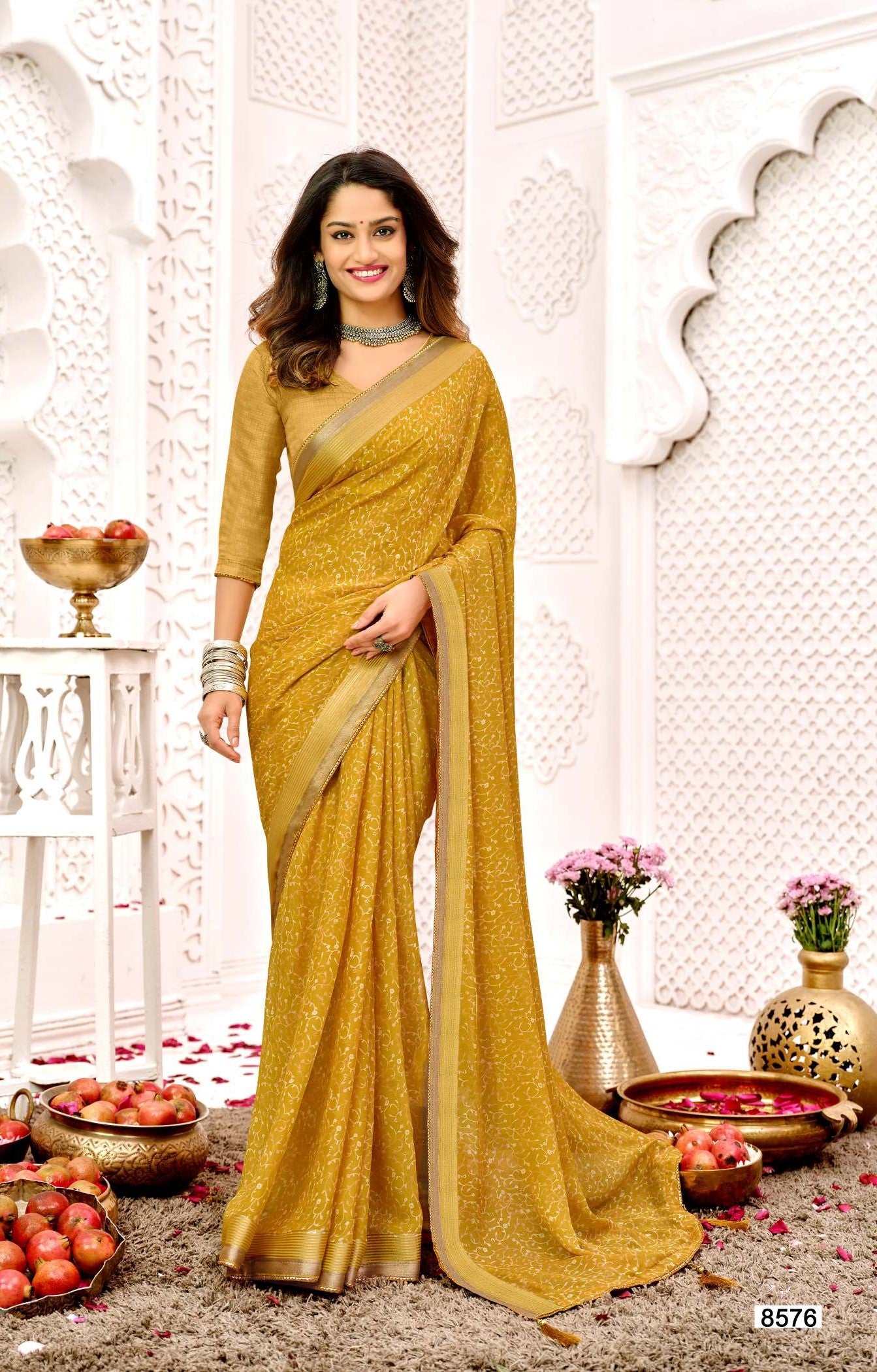 Krishnaleela Piya Re Fancy Print Saree – Set of 8 Pcs -M.R. Saree Emporium