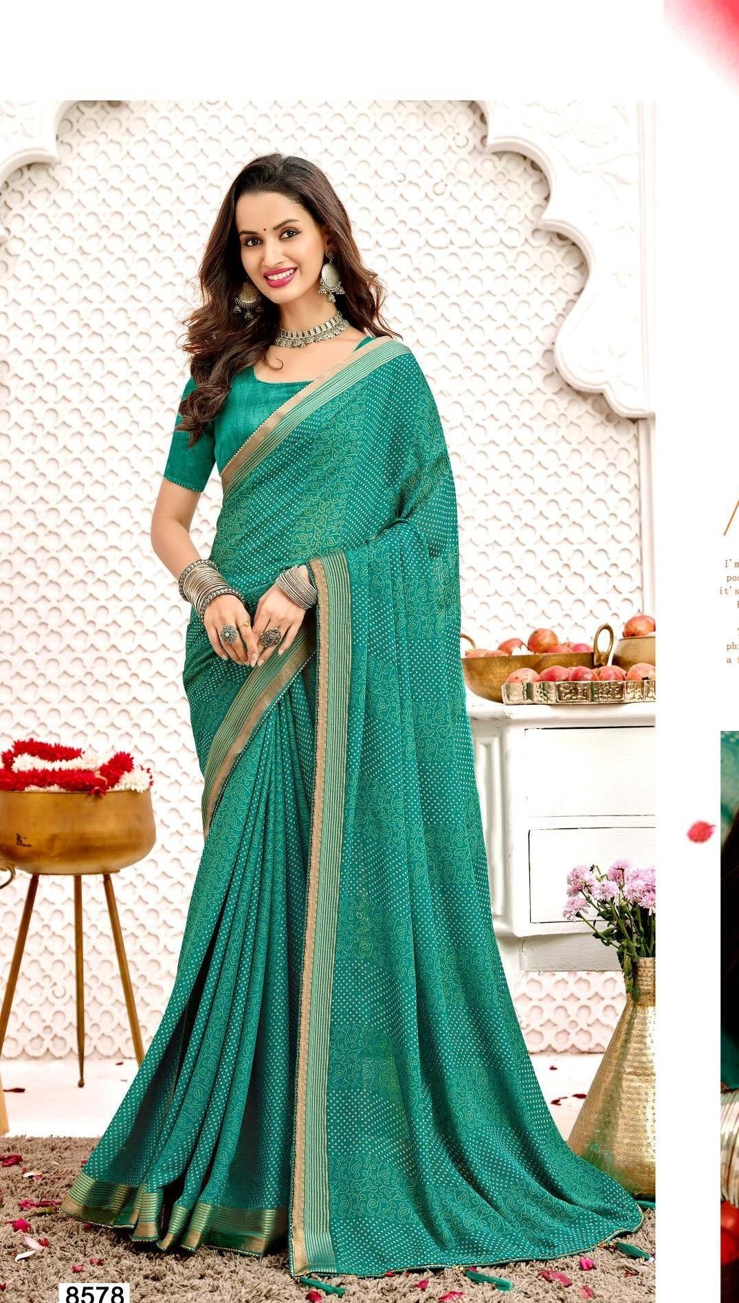 Krishnaleela Piya Re Fancy Print Saree – Set of 8 Pcs -M.R. Saree Emporium