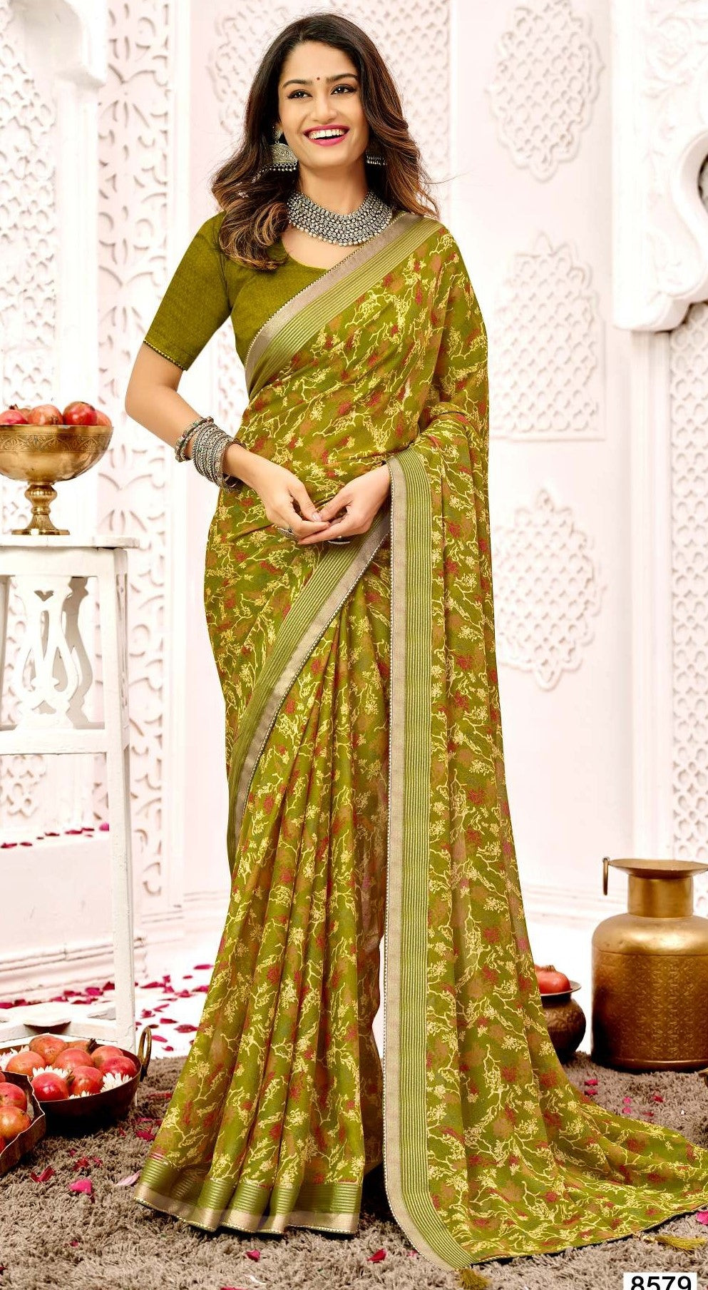 Krishnaleela Piya Re Fancy Print Saree – Set of 8 Pcs -M.R. Saree Emporium