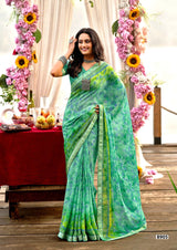 Krishnaleela Afsana Fancy Base with Pattern Printed Saree – 8 Pcs Set-M.R. Saree Emporium