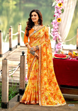 Krishnaleela Afsana Fancy Base with Pattern Printed Saree – 8 Pcs Set-M.R. Saree Emporium