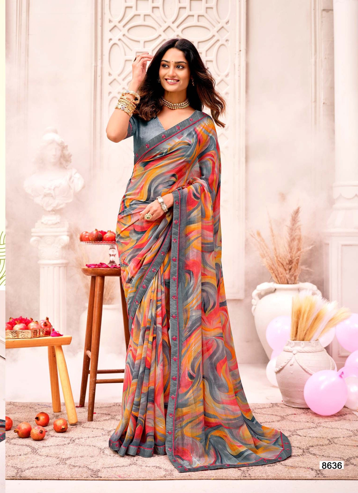 Krishnaleela Banjarn Fancy Print Saree – Set of 8 Pcs -M.R. Saree Emporium