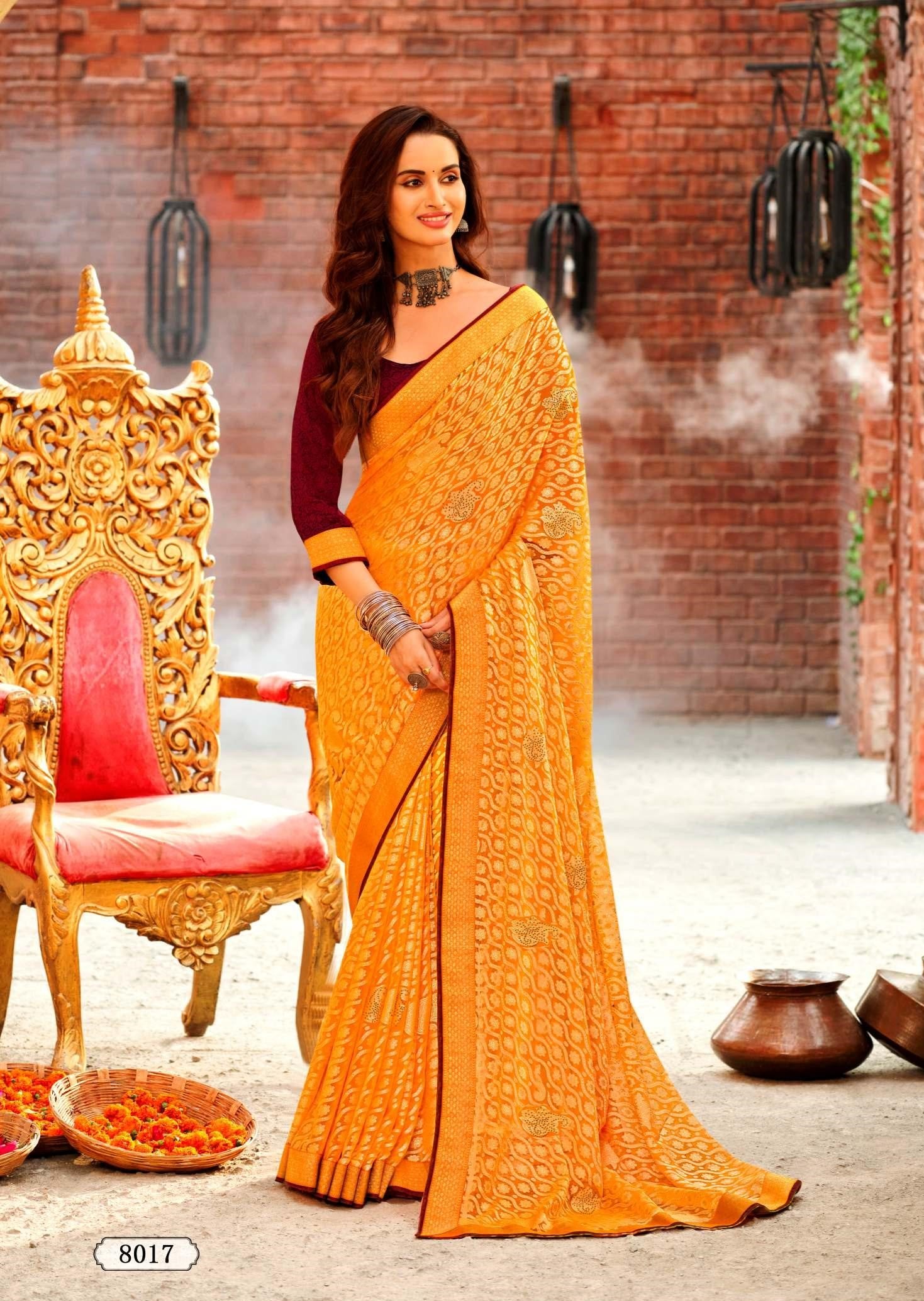 Krishnaleela Basanti Brasso Exclusive Print Saree | M.R. Saree Emporium