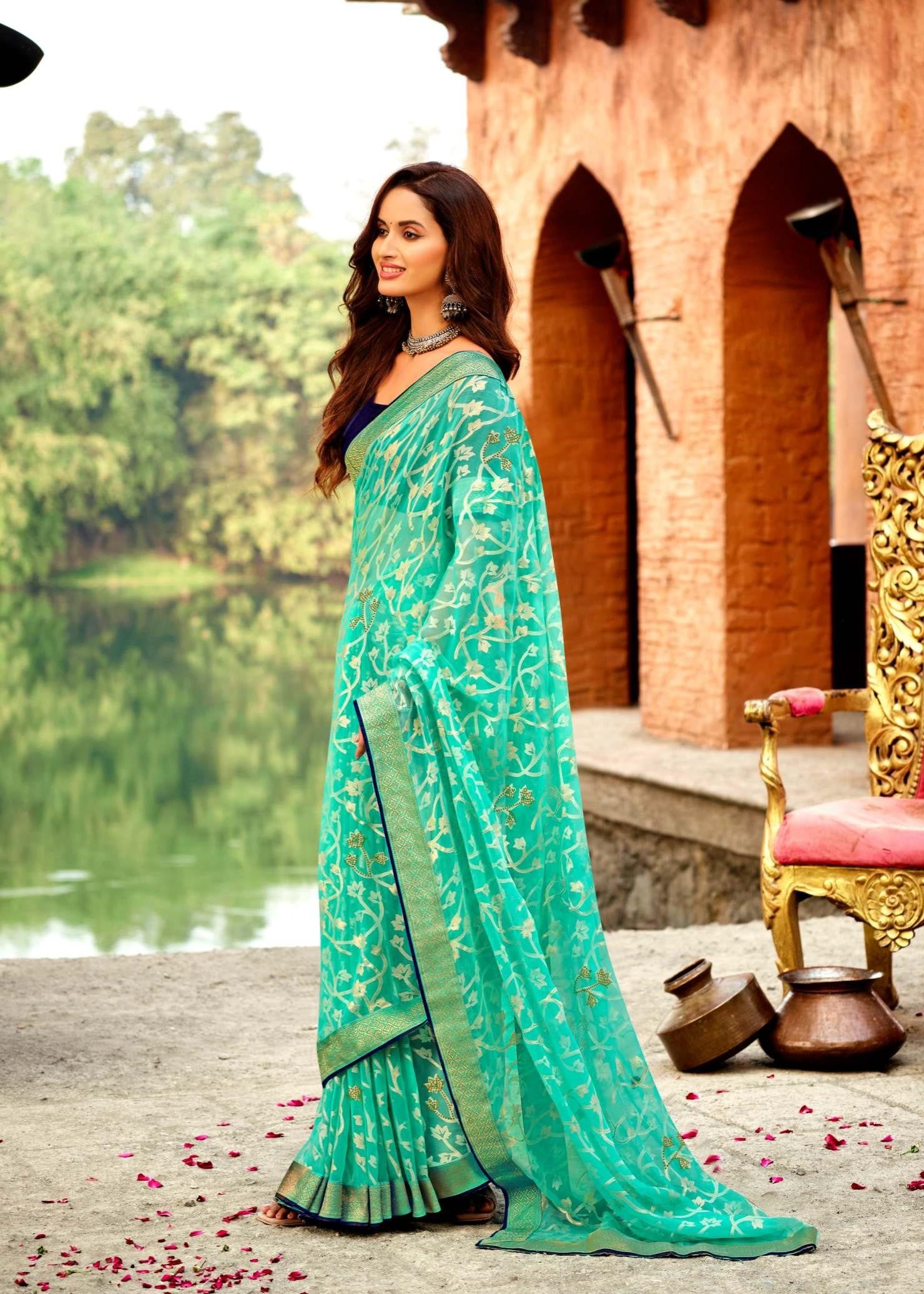 Krishnaleela Basanti Brasso Exclusive Print Saree | M.R. Saree Emporium