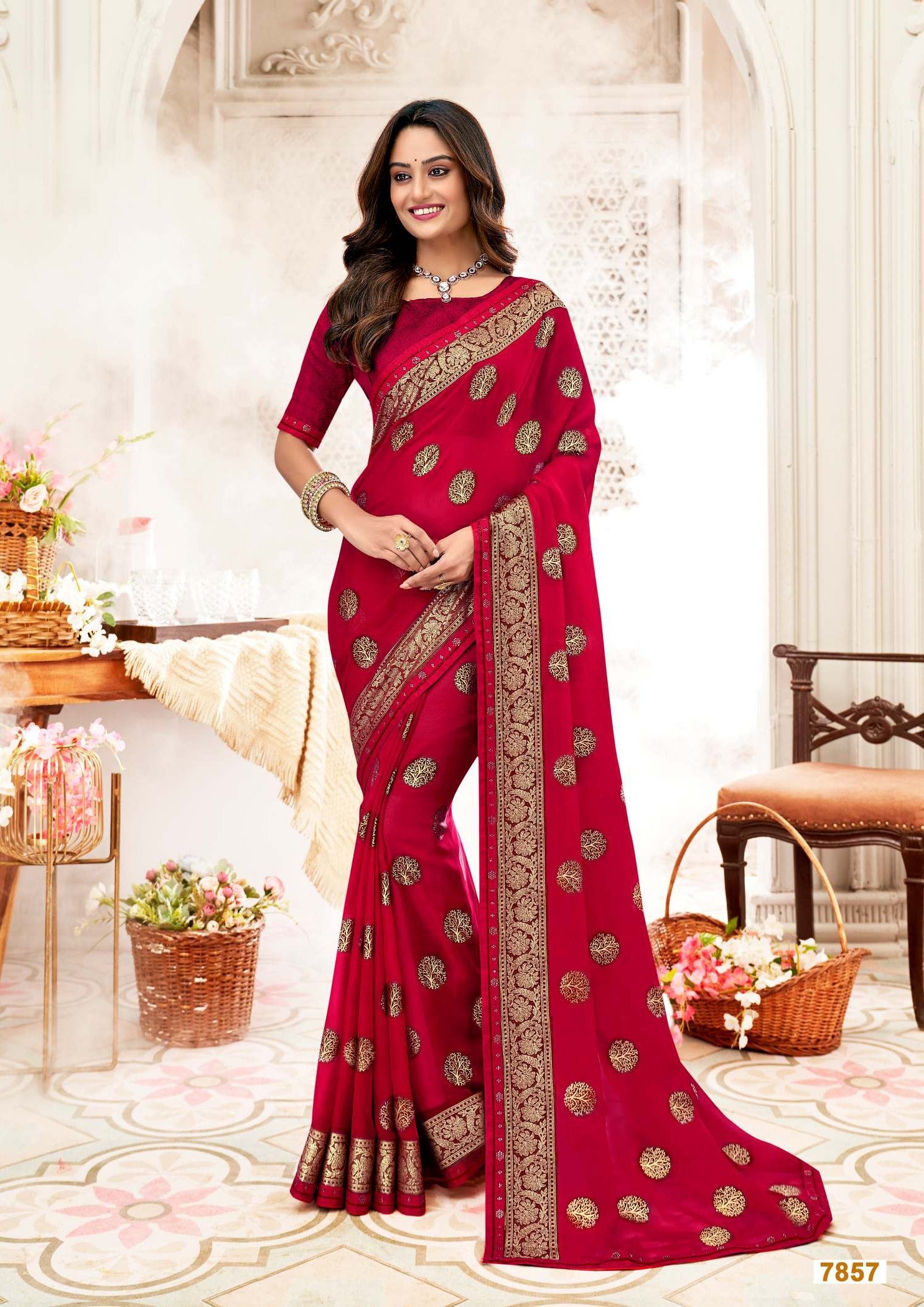 Krishnaleela Classic Fancy Print Saree – Set of 8 Pcs -M.R. Saree Emporium