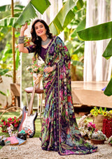 Krishnaleela Desi Girl-2 Fancy Base with Pattern Printed Saree – 8 Pcs Set-M.R. Saree Emporium