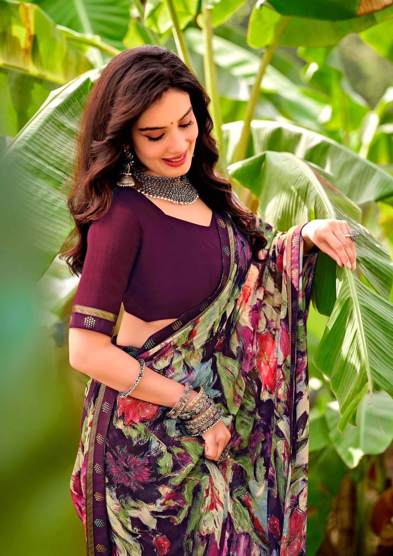 Krishnaleela Desi Girl-2 Fancy Base with Pattern Printed Saree – 8 Pcs Set-M.R. Saree Emporium