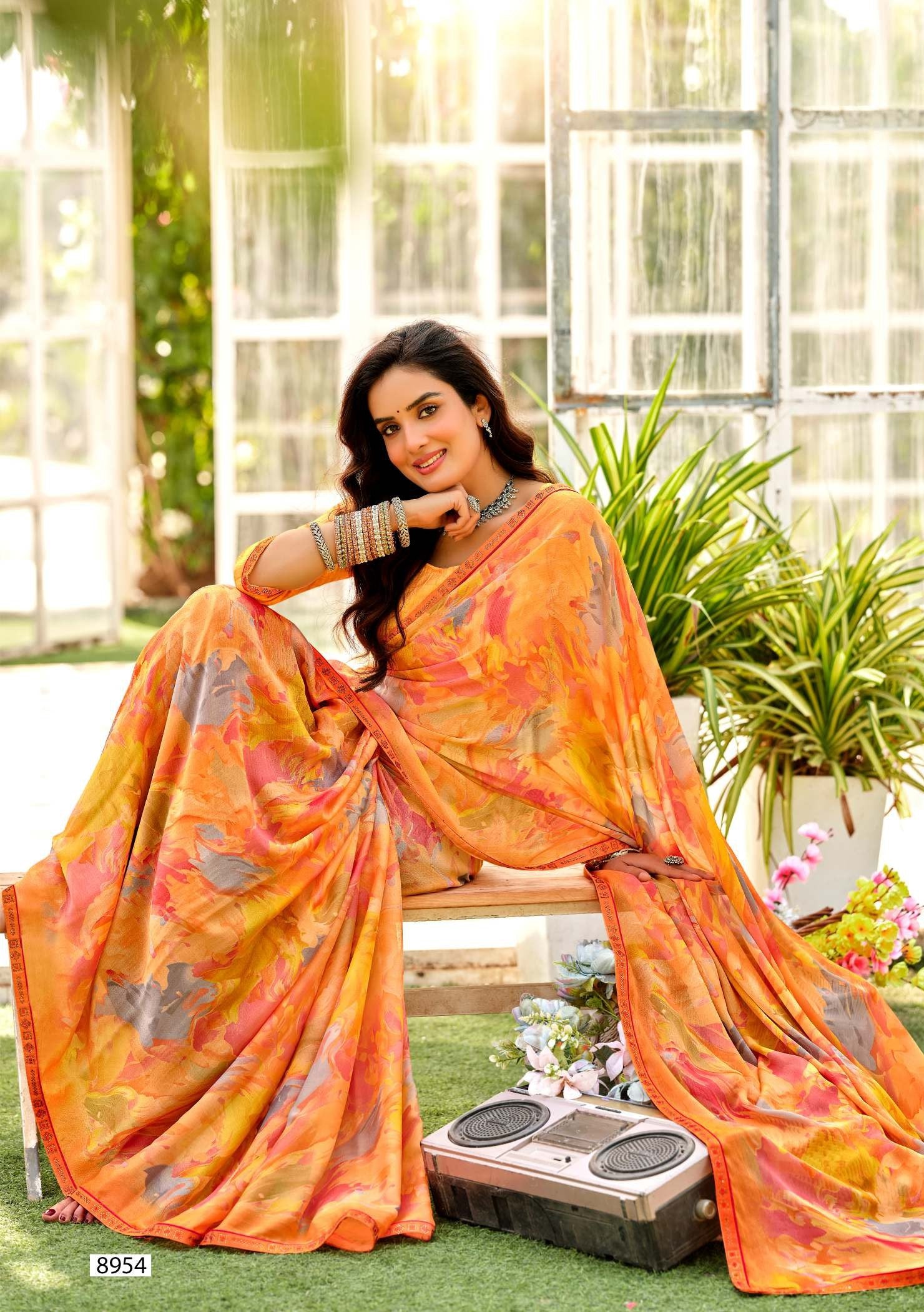 Krishnaleela Ghungroo-2 Brasso Printed Saree – 8 Pcs Set -M.R. Saree Emporium