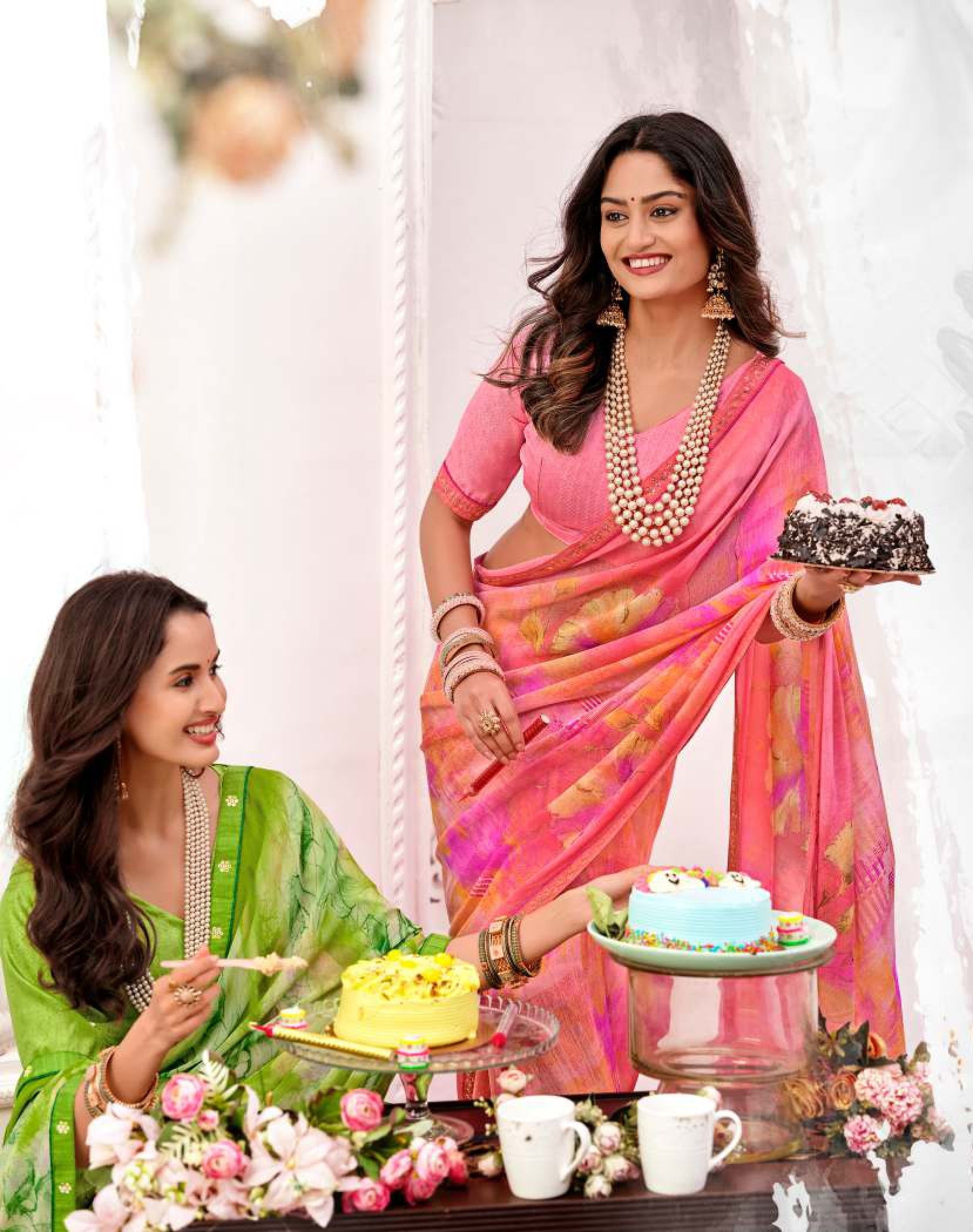 Krishnaleela Kashmora Fancy Print Saree Set – 8 Pcs Set- Premium Designer Printed Sarees by M.R. Saree Emporium