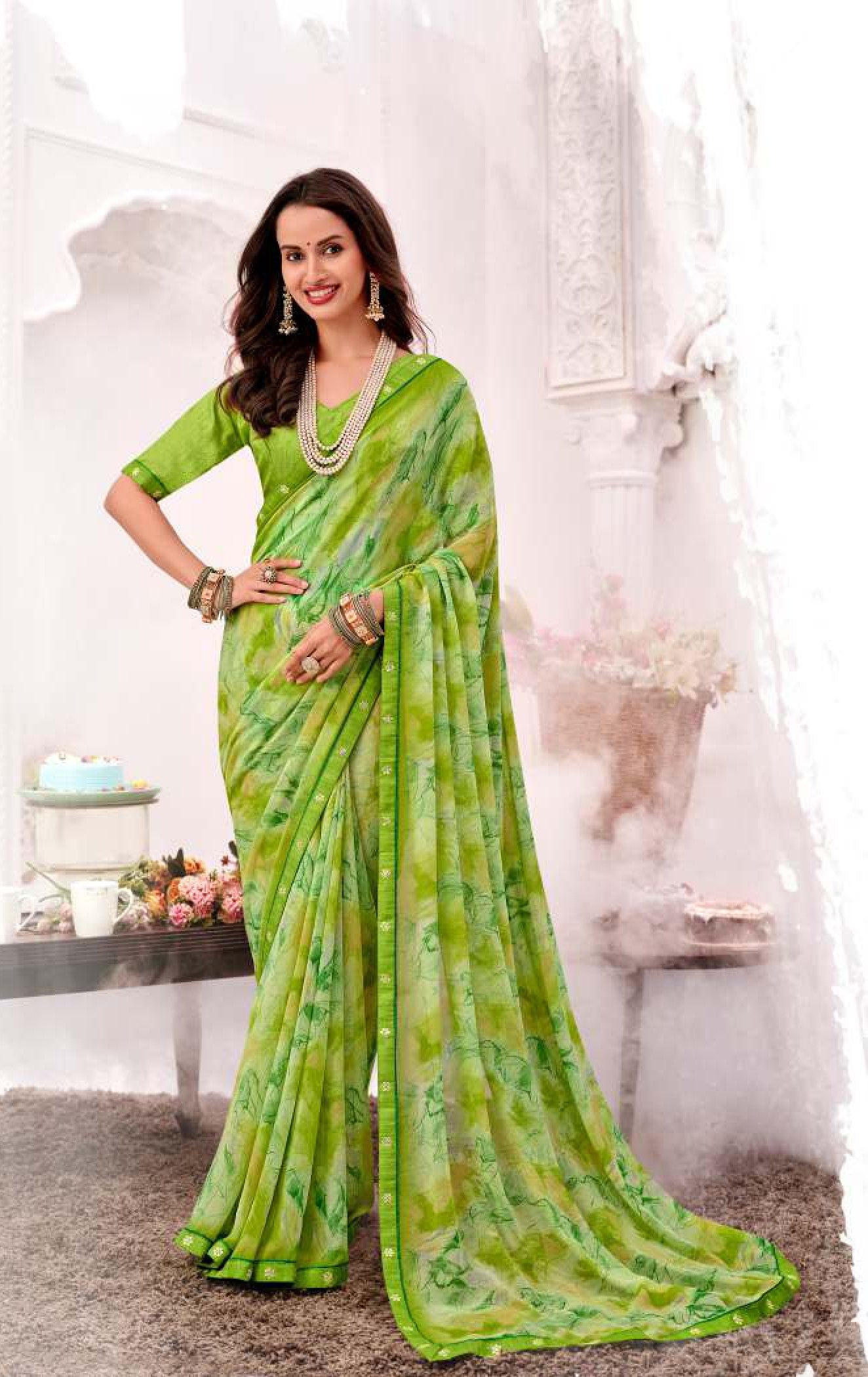 Krishnaleela Kashmora Fancy Print Saree Set – 8 Pcs Set- Premium Designer Printed Sarees by M.R. Saree Emporium