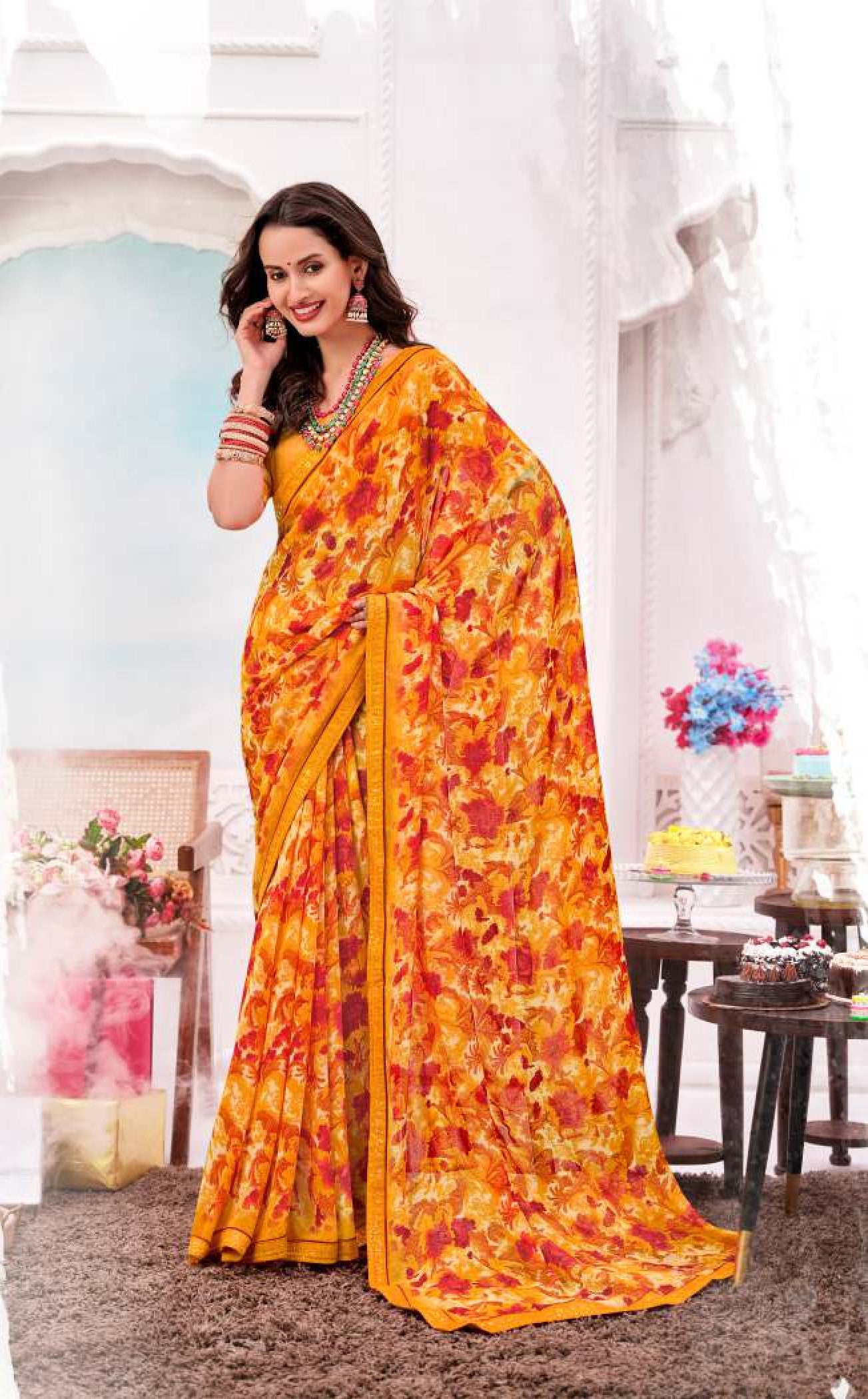 Krishnaleela Kashmora Fancy Print Saree Set – 8 Pcs Set- Premium Designer Printed Sarees by M.R. Saree Emporium