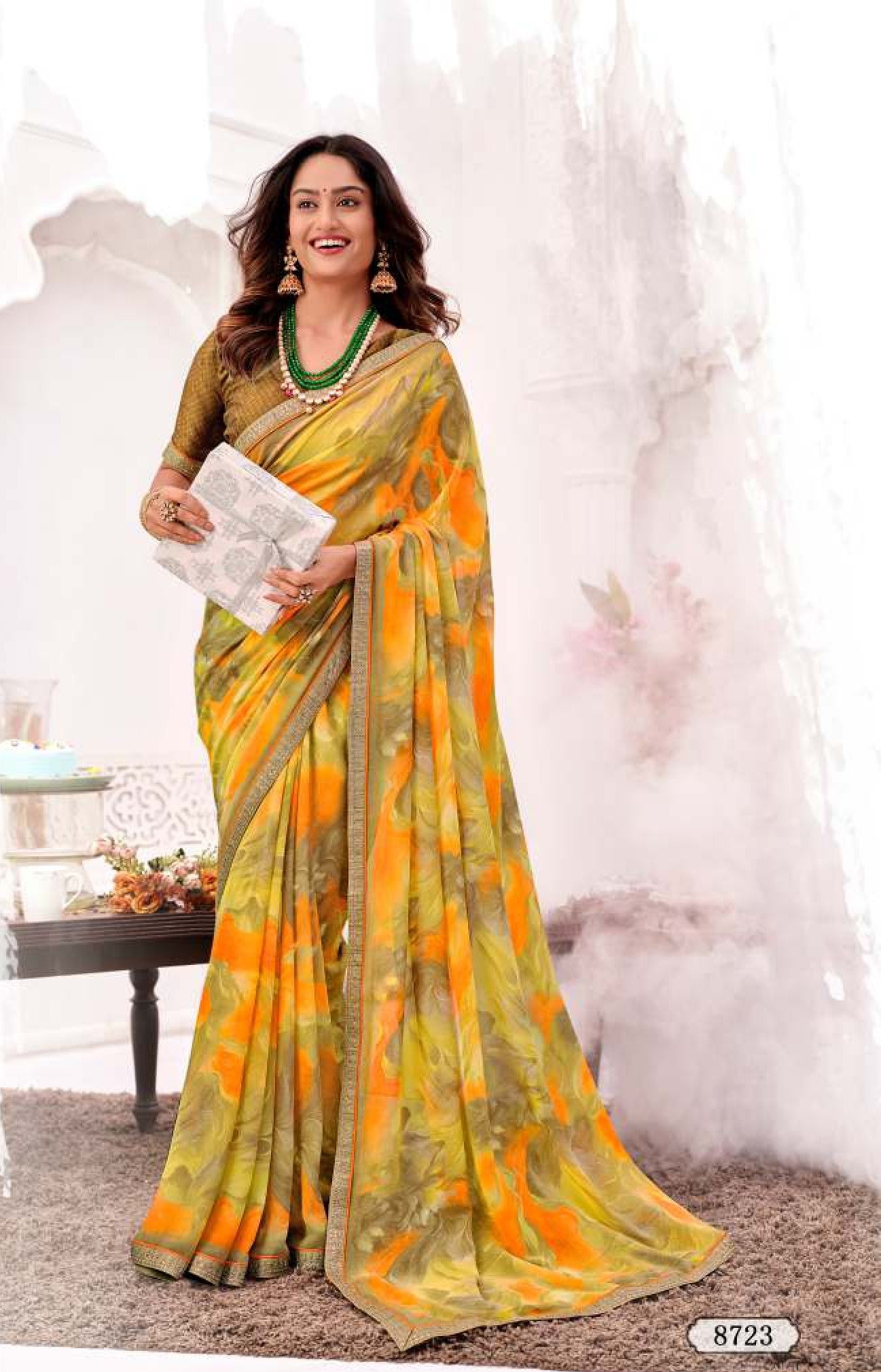 Krishnaleela Kashmora Fancy Print Saree Set – 8 Pcs Set- Premium Designer Printed Sarees by M.R. Saree Emporium