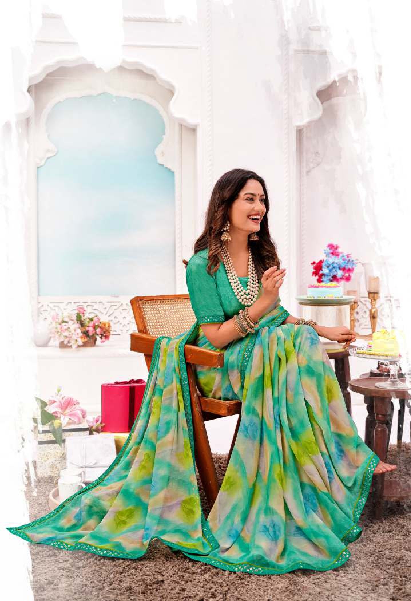 Krishnaleela Kashmora Fancy Print Saree Set – 8 Pcs Set- Premium Designer Printed Sarees by M.R. Saree Emporium