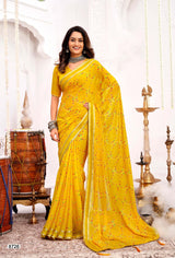 Krishnaleela Mahotsav Fancy Base with Pattern Printed Saree – 8 Pcs Set-M.R. Saree Emporium